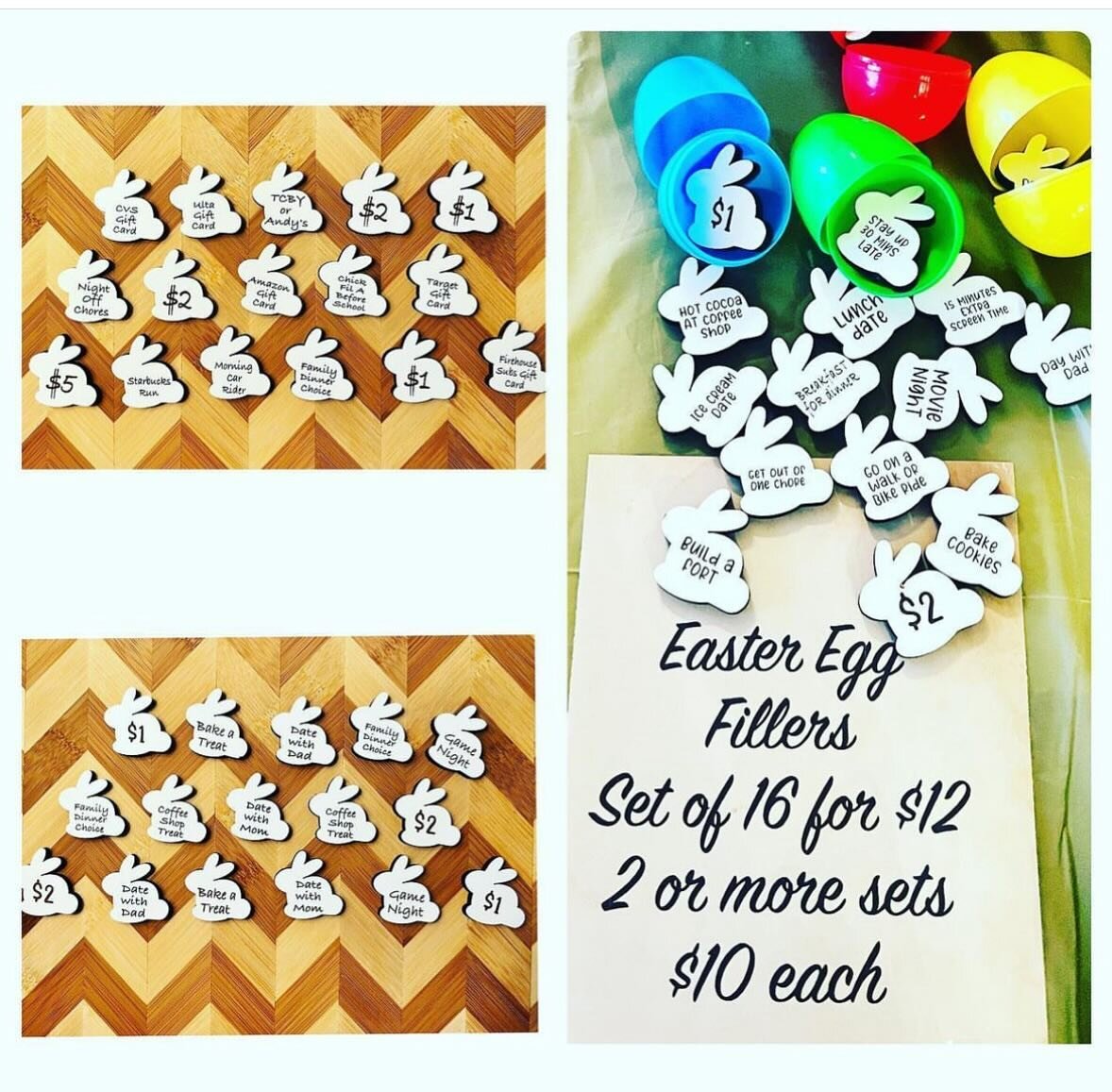 Here&rsquo;s another great one for Easter travel!  One set of Easter egg fillers is for is for teens and the other is for elementary aged children.  Customize for your child!  You can select what you&rsquo;d like your bunnies to say. Each set has 16 