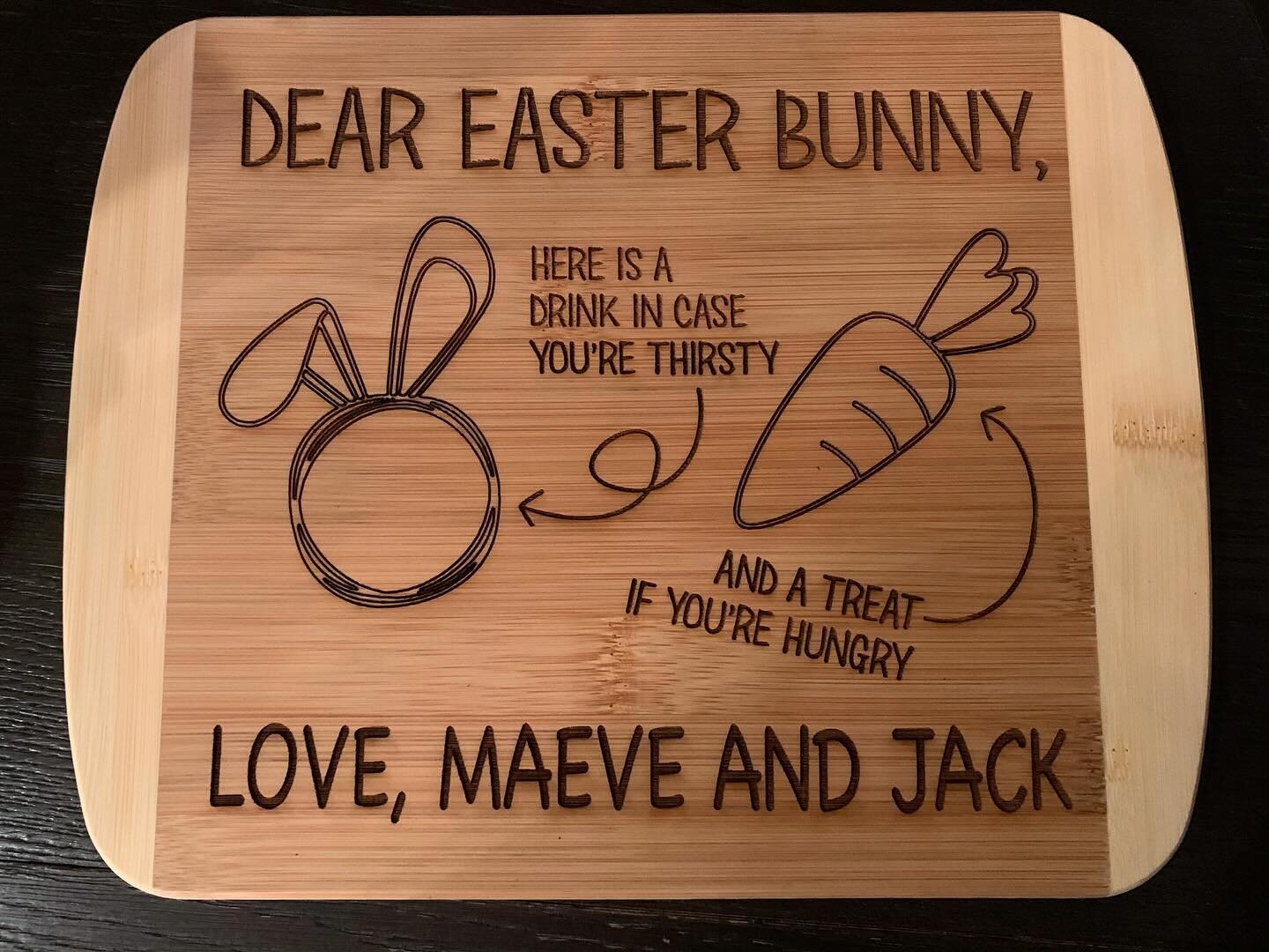 These can be made in any size. Personalize your board and put some special treats out for the Easter Bunny!  Every order receives a 8.5x6&rdquo; cutting board as a gift for my 5 year anniversary!