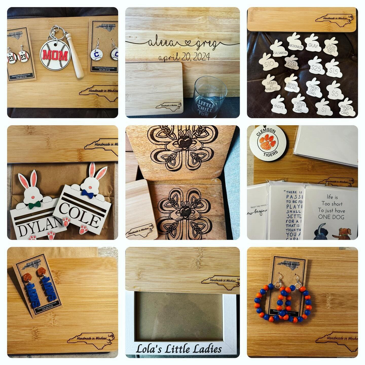 Anniversary celebration month is still going strong!  All of these orders received a gift of a 8.5x6&rdquo; cutting board!  Still taking orders for Easter egg hunt/basket fillers, basket name tags and bunny money holders.