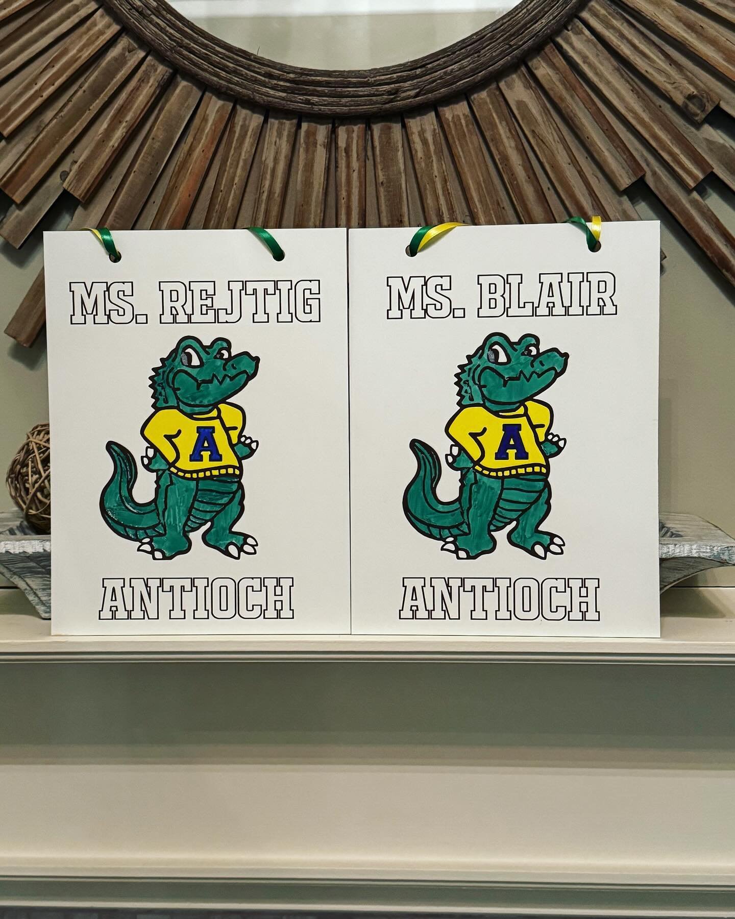 These teacher classroom signs can be personalized with the teachers name, school and mascot/logo. $35 for 12x9&rdquo; sign.