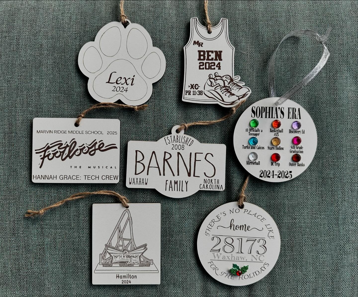 Been making all sorts of personalized ornaments. I always love what my customers request. Loving the Sophia&rsquo;s Era one with all the things she did this year.  I can do any ornament theme you can dream up. Message me to bring your idea to life!!