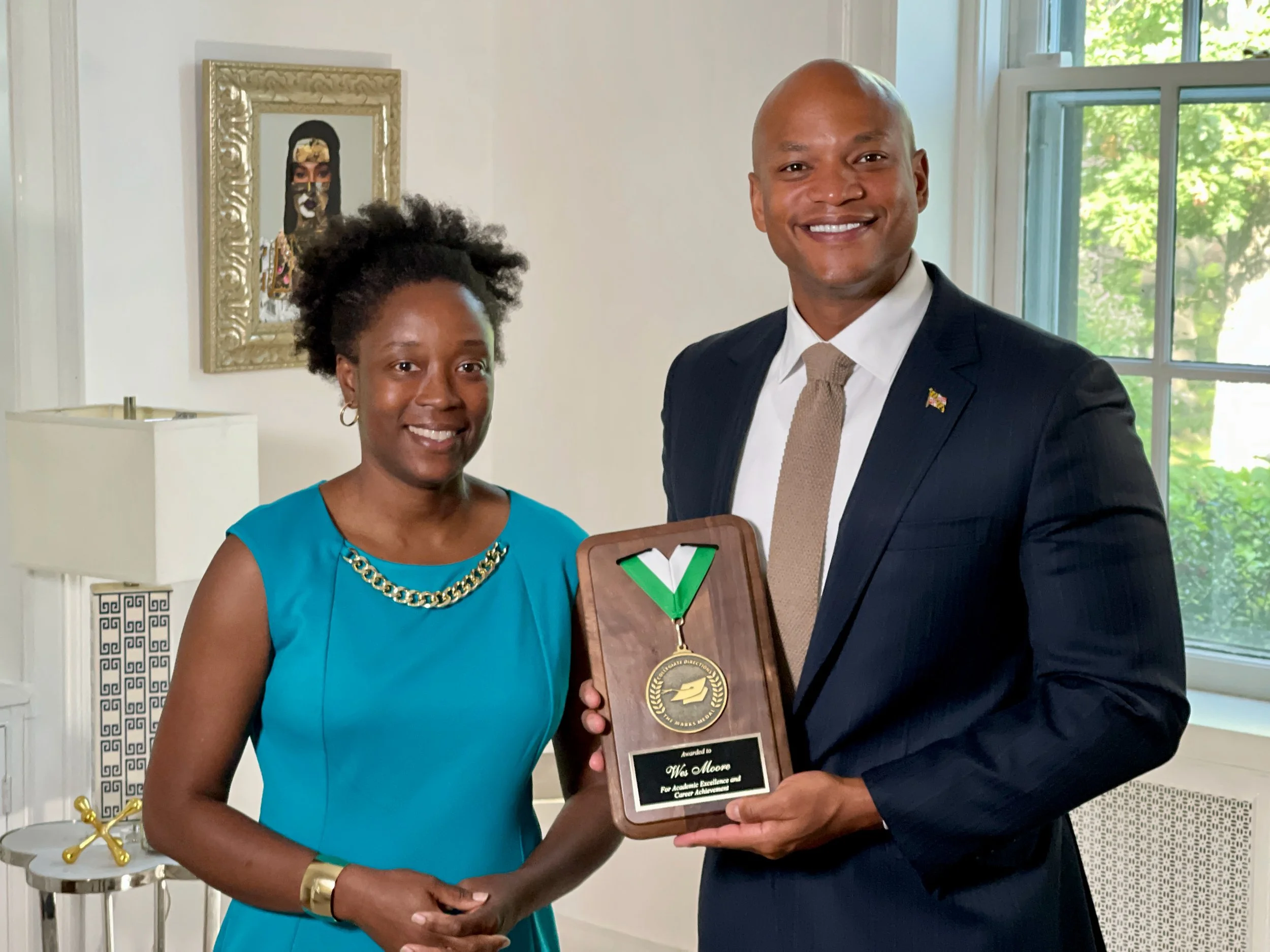 2021: Wes Moore receives the Marks Medal from CDI President and CEO Amma Felix.