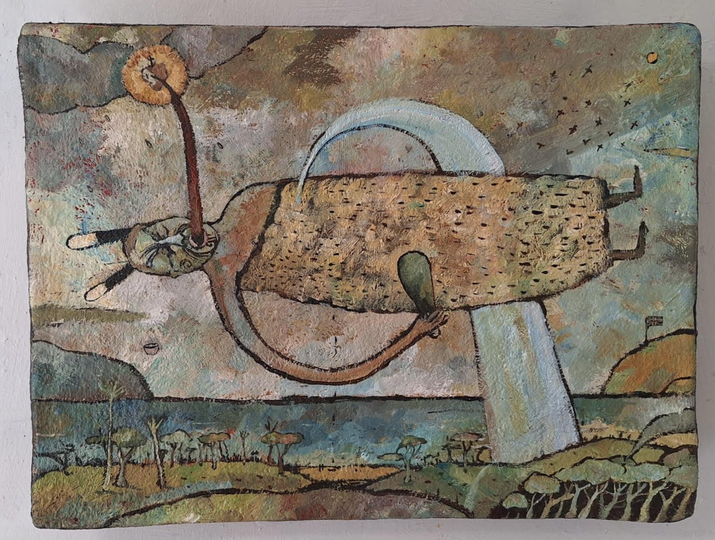 1: Brett a 'Court 
Waipu 
The Salvation and Death of Chief Haehae 
360mm x 460mm 
Oil on Woollen Blanket 
$2,050.00 