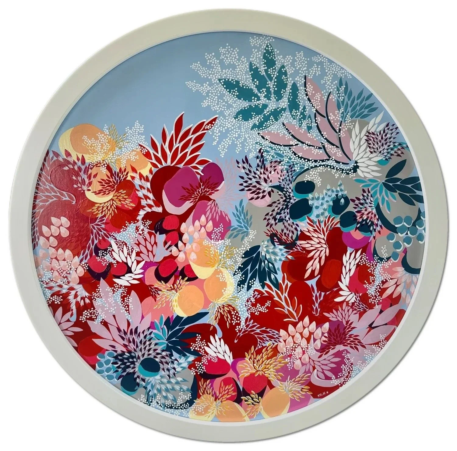 74: Kylie Law 
Wellington 
Tropicana 
650mm round 
Acrylic Painting 
$900.00 
