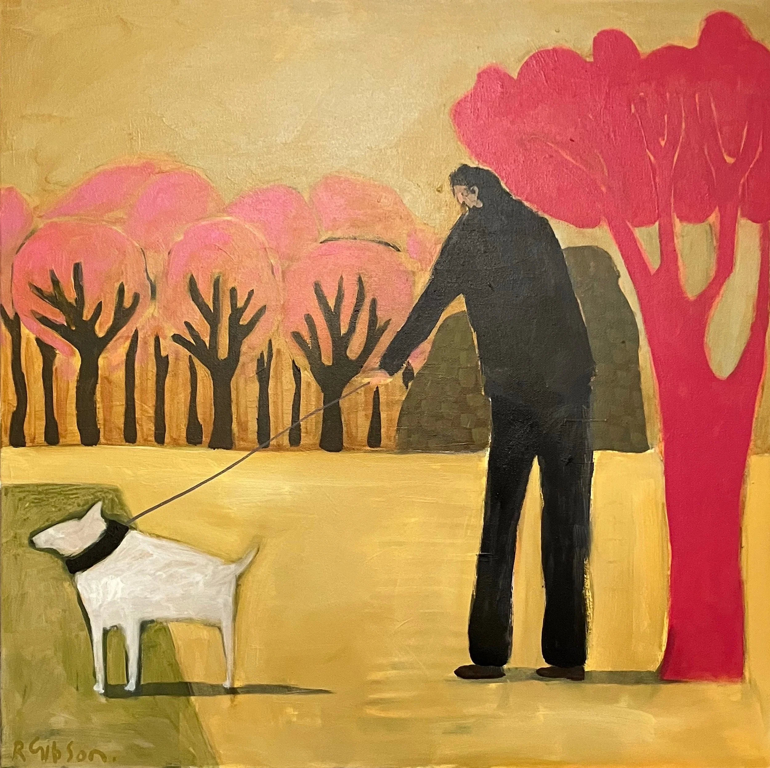 46: Robyn Gibson 
Devonport, Auckland 
The Dog Walker 
500mm x 500mm 
Acrylic Painting 
$1200.00 
