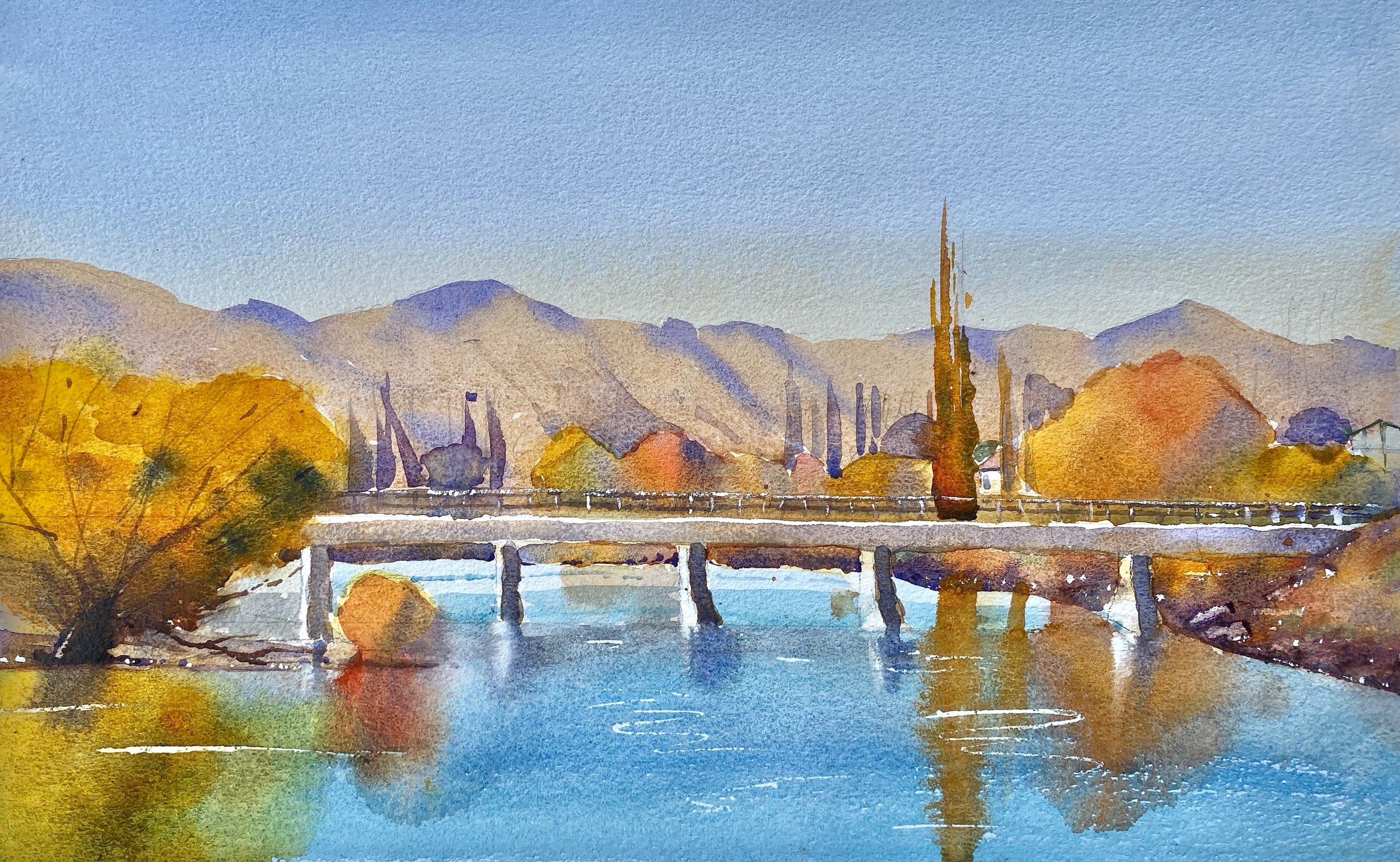 6: Dave Attwell SOLD 
Wanaka, Albert Town 
630mm x 180mm 
Watercolour 
$900.00 
