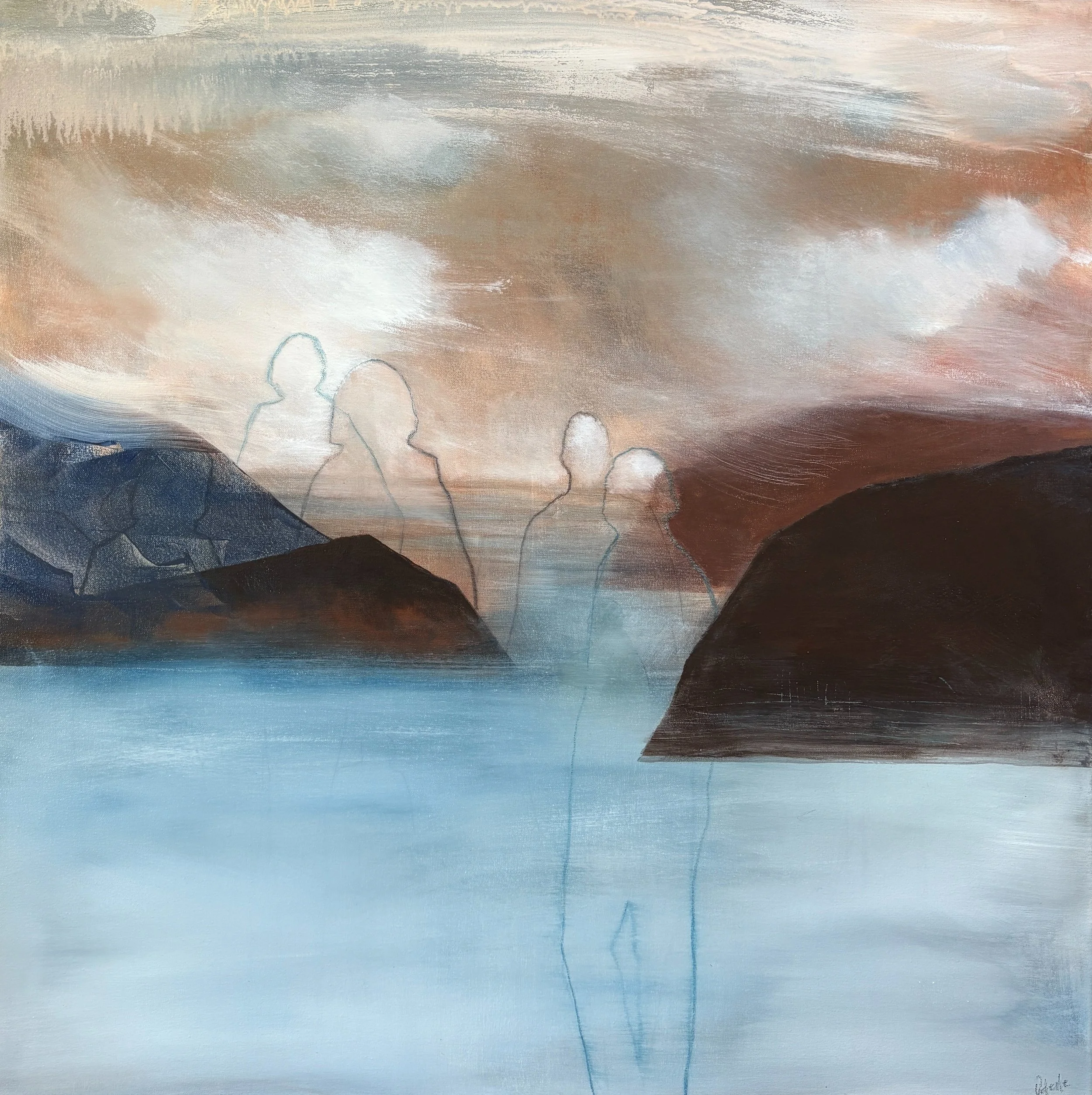 97: Odelle Morshuis SOLD 
Cromwell 
Between the Mountains 
750mm x 750mm 
Mixed Medium 
$2795.00 

