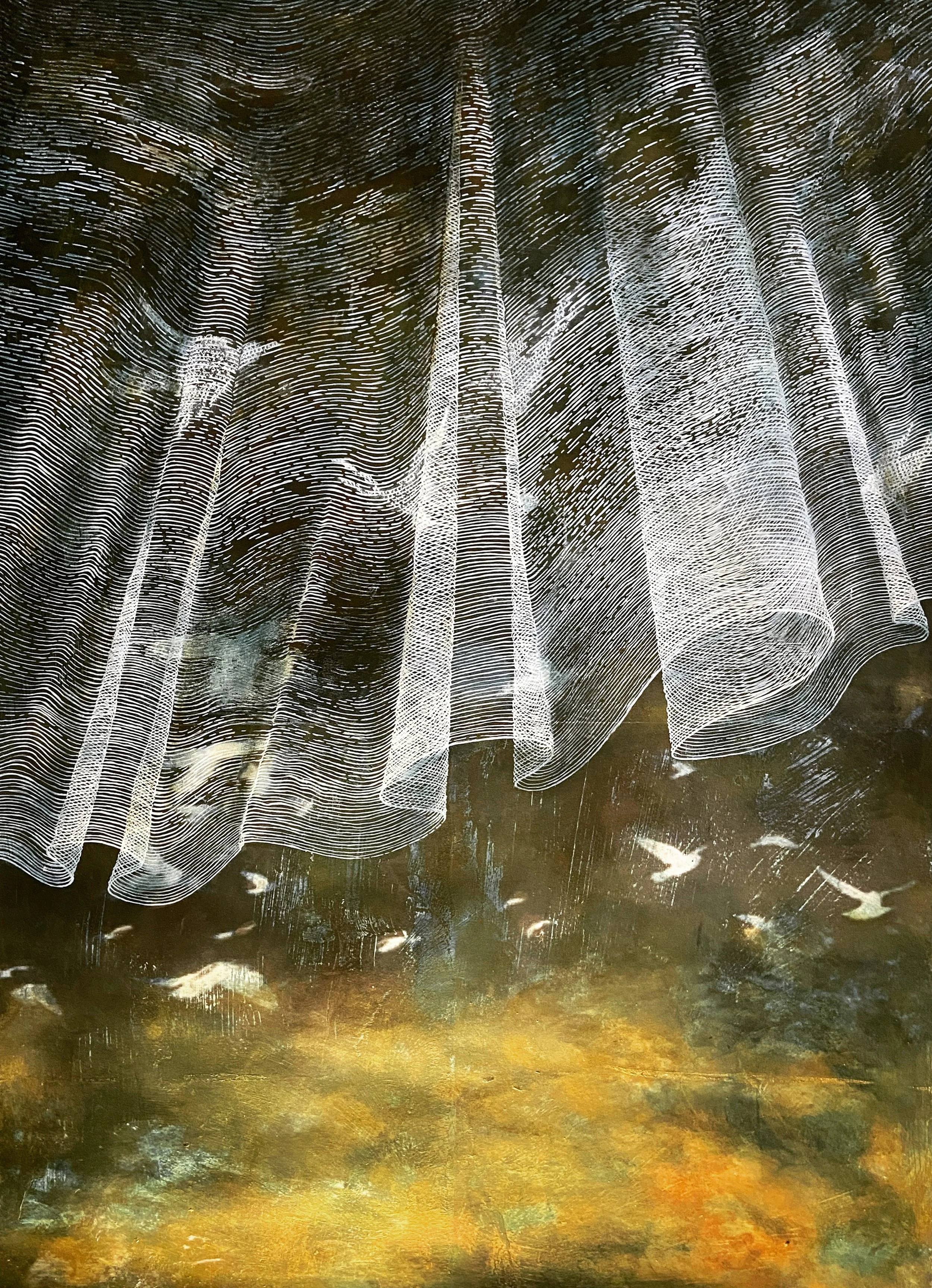 71: Leslie Koehn 
Kingston, Otago 
Threads 
970mm x 765mm 
Mixed Medium 
$1200.00 
