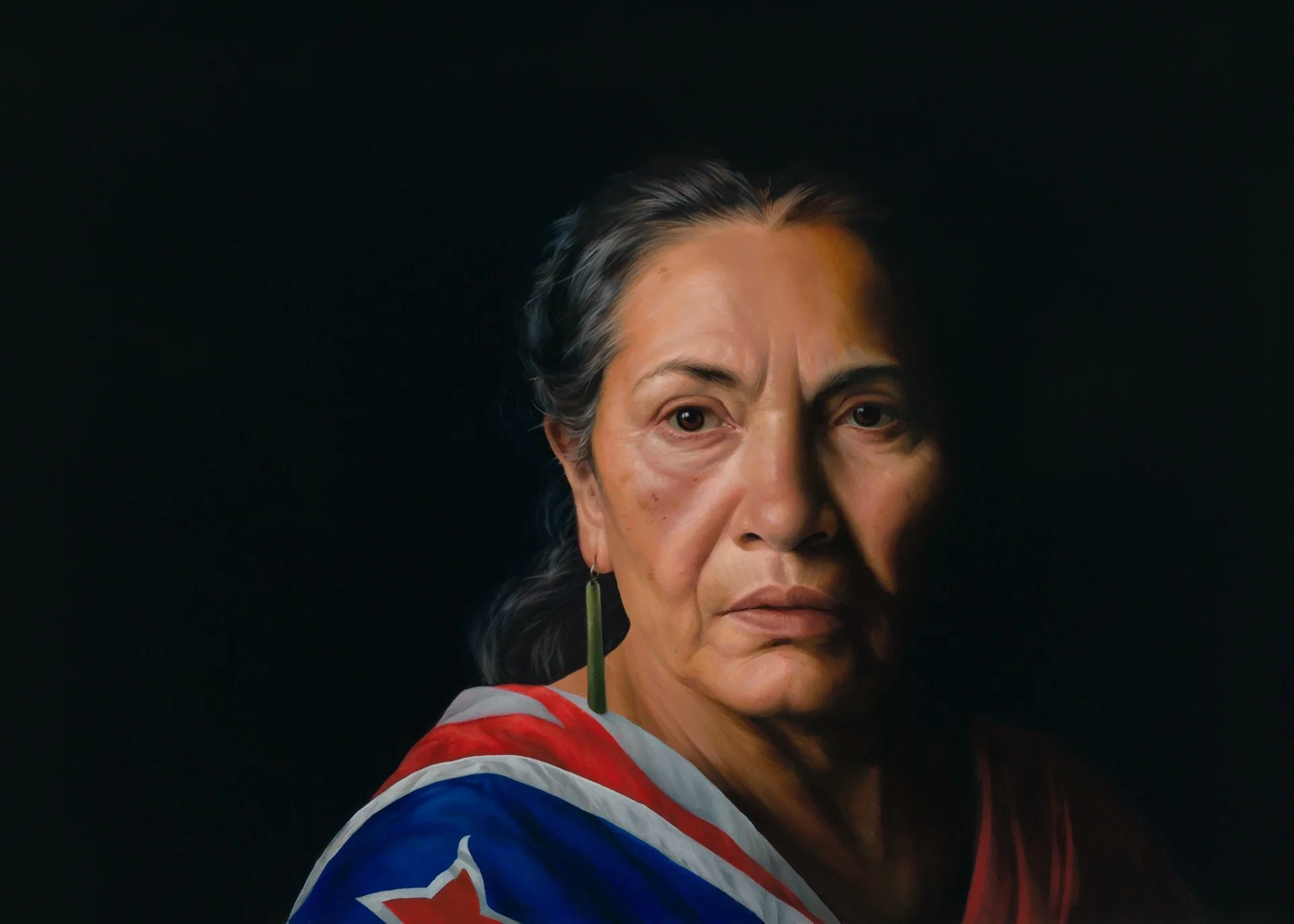 70: Kylie King-Hazel 
Te Whanganui a Tara/Wellington 
He waiata ki te Mataara - A song to the Watchman 
990mm x 750mm 
Oil Painting 
$4500.00 
