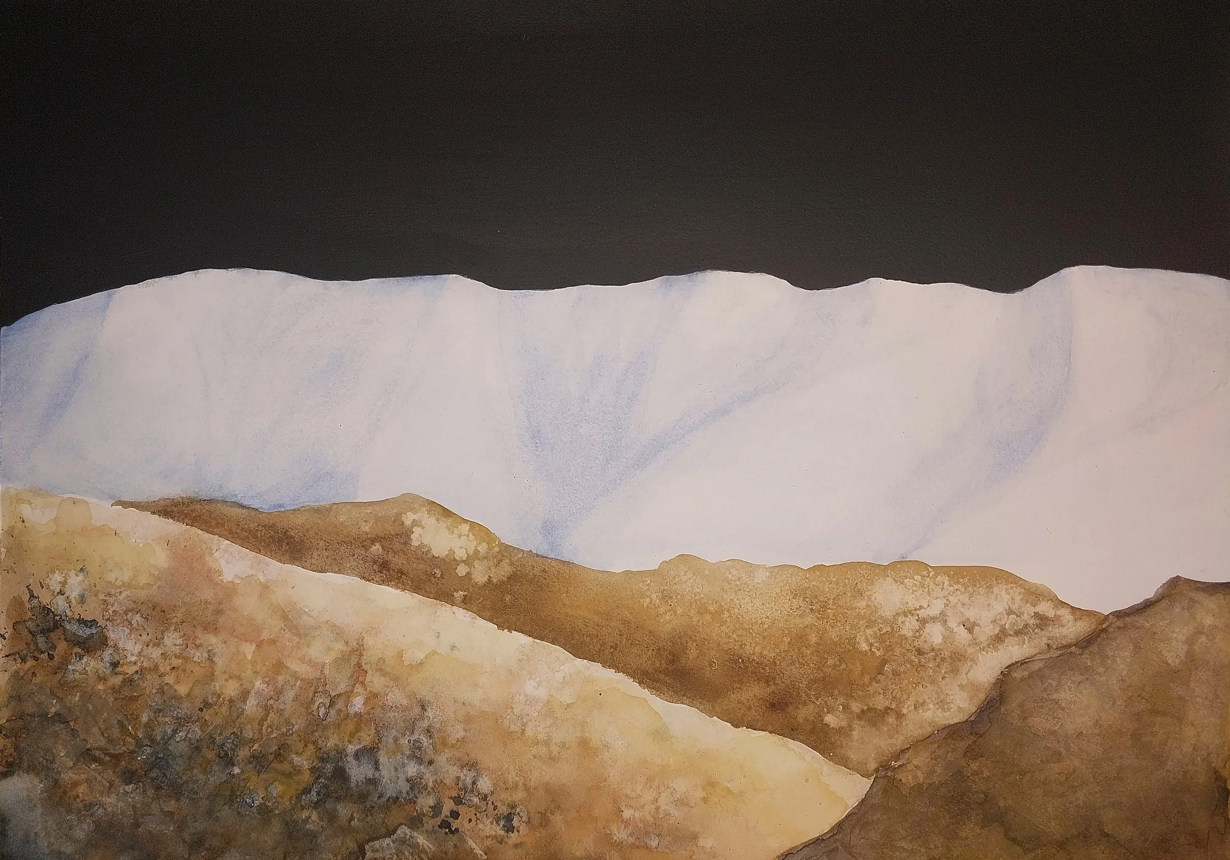 98: Keith Munro SOLD 
Pyes Pa, Tauranga 
Winter Mantle 
520mm x 415mm 
Watercolour 
$850.00 
