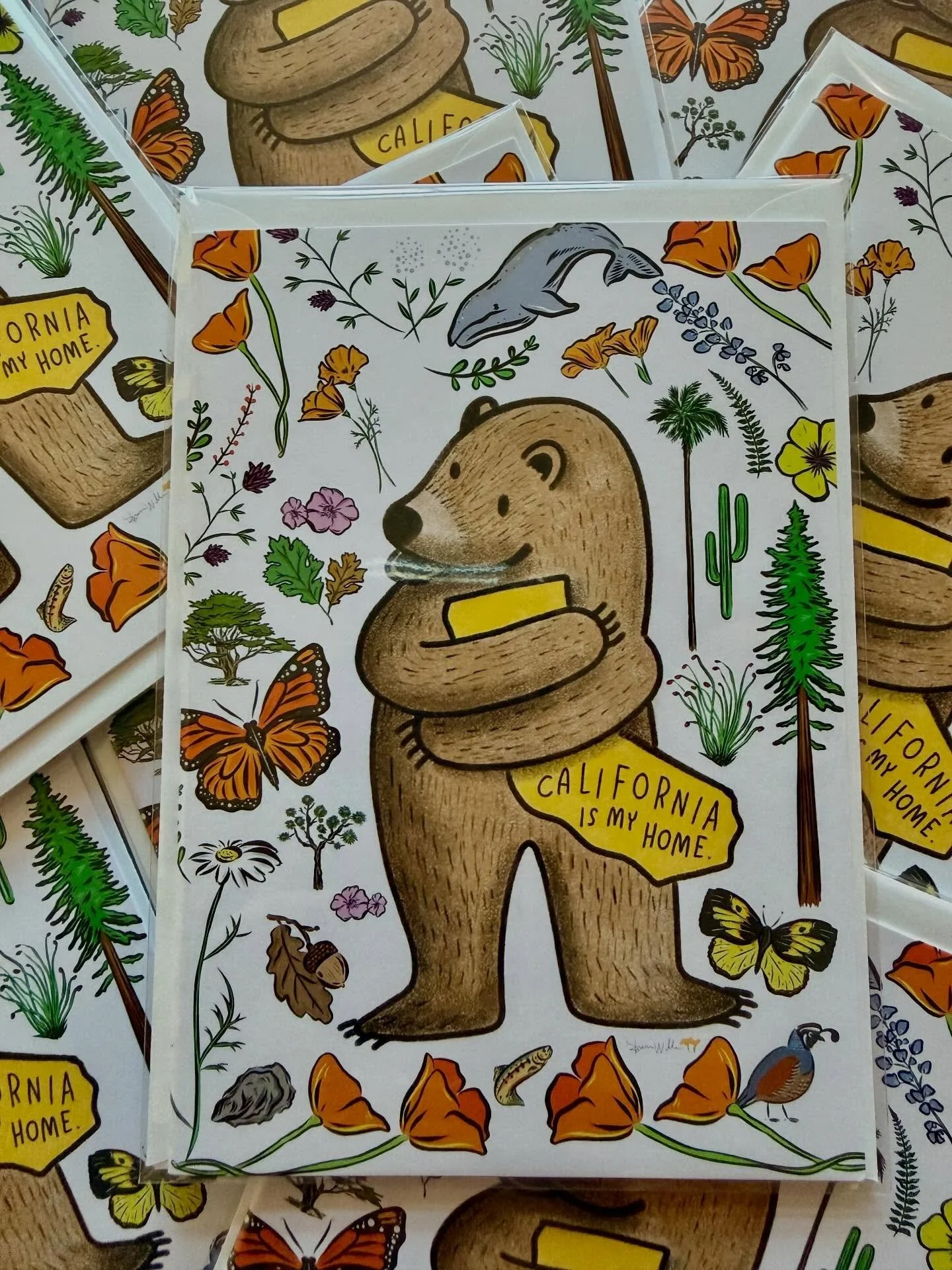 New postcards and greeting cards just landed at @rubysfolsom 

This one started as a mash-up of two older pieces and turned into something new.
This Is California, My Home.

If you&rsquo;re in the shop, take a look!