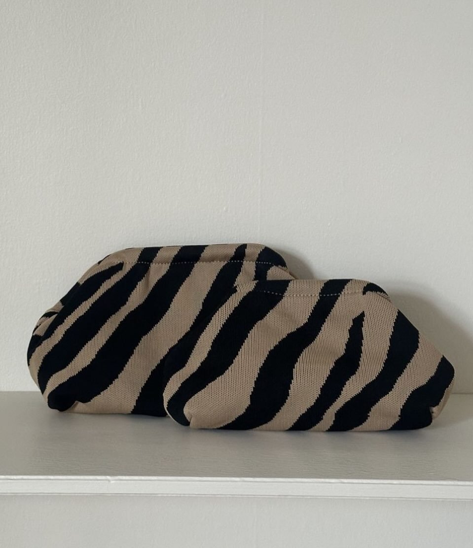 Pico Rosalia Clutch in Zebra/Beige. @picostore