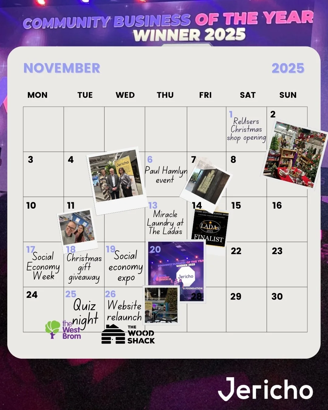 This November JERICHO had a jam packed month, full of exciting events across the board. 
Some key highlights involved The Reusers launching their Christmas shop 🎄followed by a successful event at Shoosmiths to celebrate our long standing relationshi