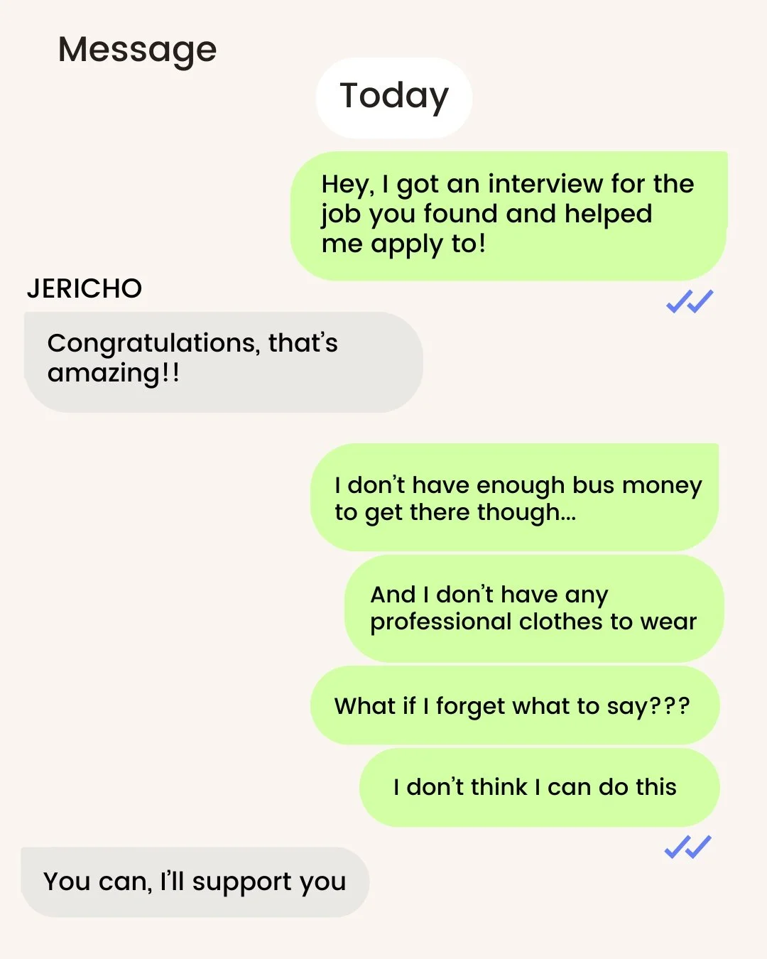 The reality for many of our participants.
They continue to face barriers even after securing a job interview, problems that can be easily solved for many of us.

At JERICHO, we continue to be there and offer the necessary support to our participants;