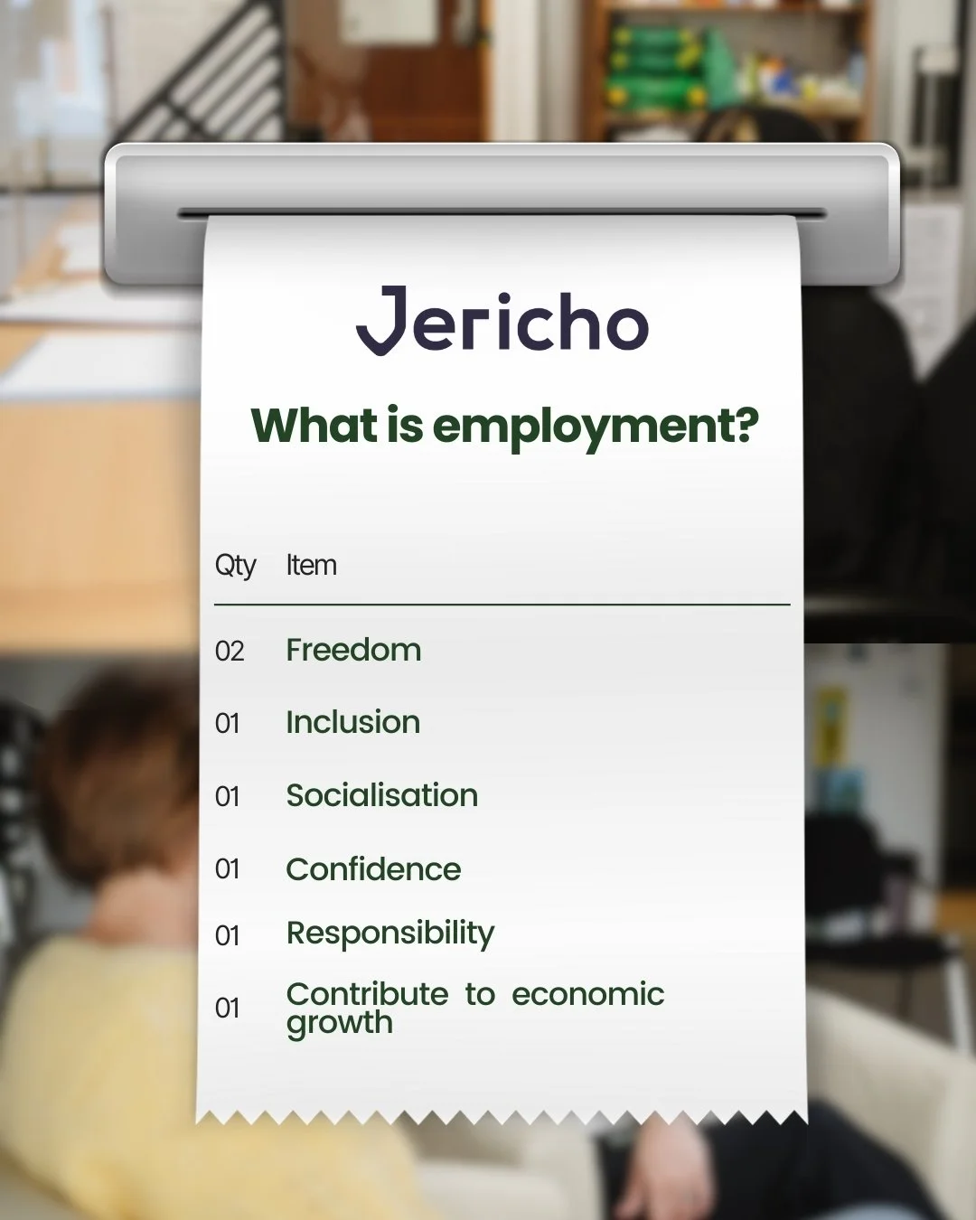 Employment is opportunity.

The opportunity for personal development, financial freedom, socialisation and a purpose 

However, so many of our participants have never received the opportunity of sustainable employment and are struggling to break down