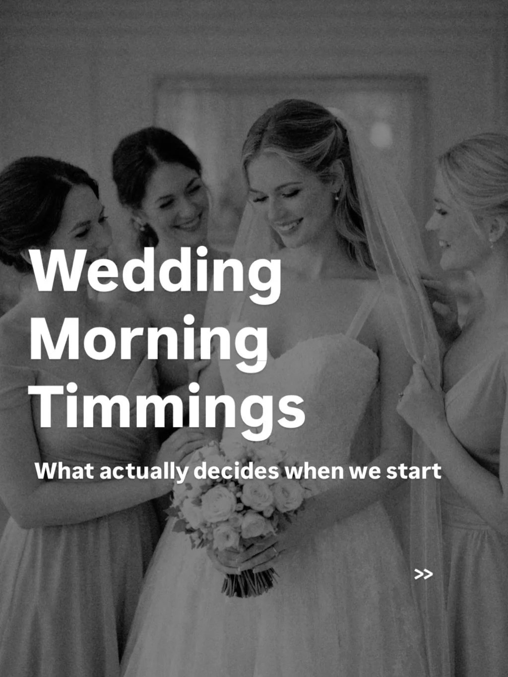 Wedding morning timings are one of the biggest concerns for brides.

No one wants to start too early or risk running late.

The ceremony time, whether you&rsquo;re having a first look,
and how many people are getting ready
all play a part in deciding