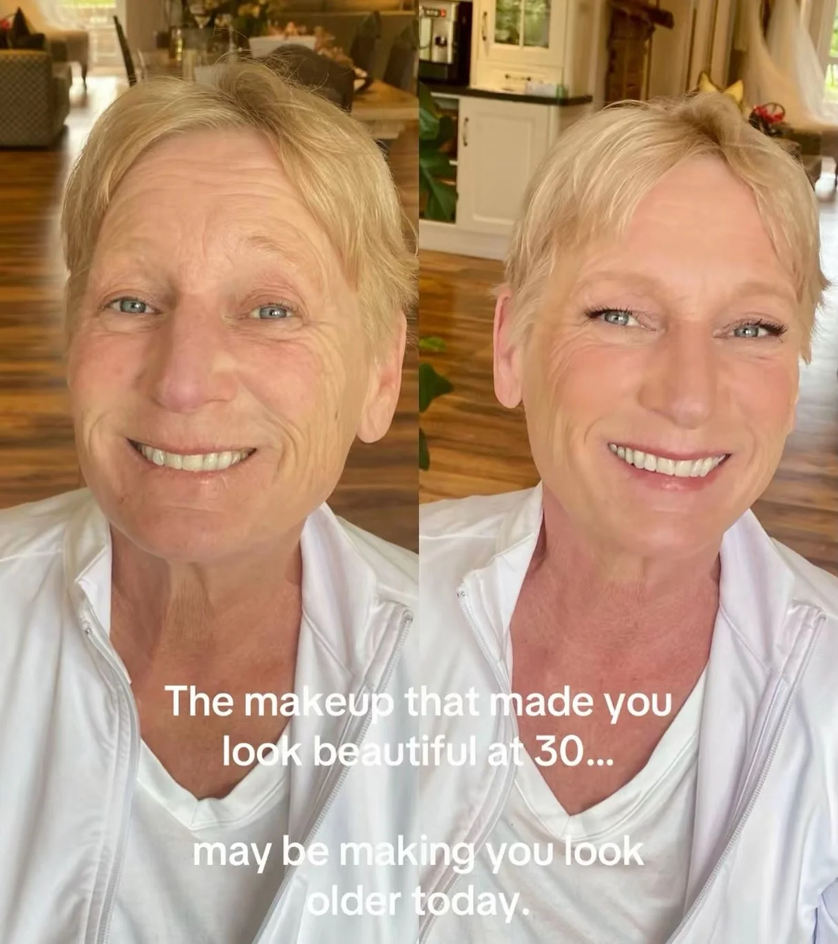 The makeup that made you look beautiful at 30 may be making you look older today.

Not because your beauty changed.

But because your skin did.

As skin becomes drier, thinner, and more textured with age, the same products, techniques, and finishes t