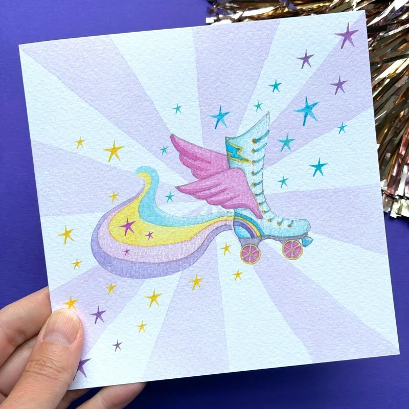 vintage Roller disco party theme birthday card