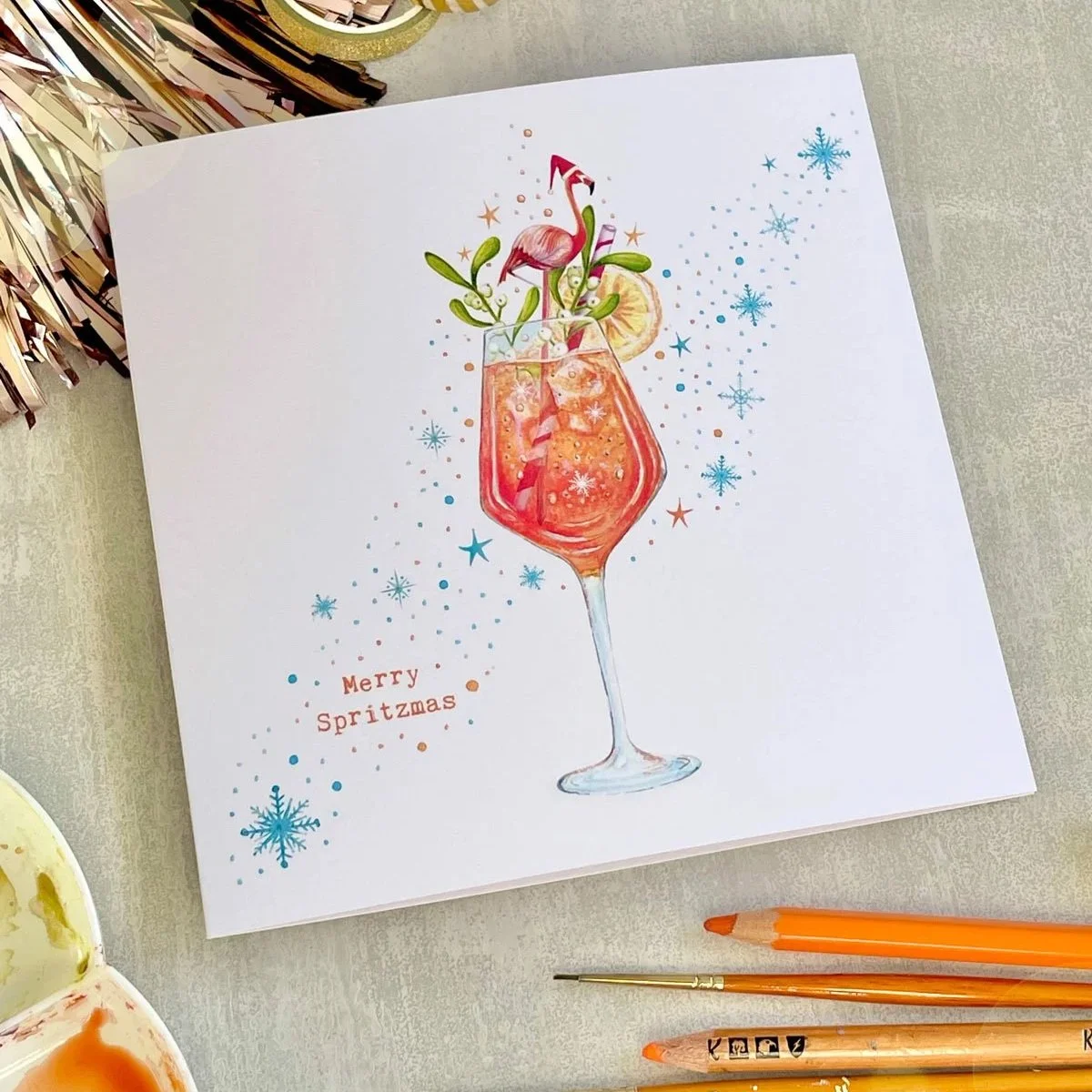 merry spritzmas handmade aperol christmas card uk