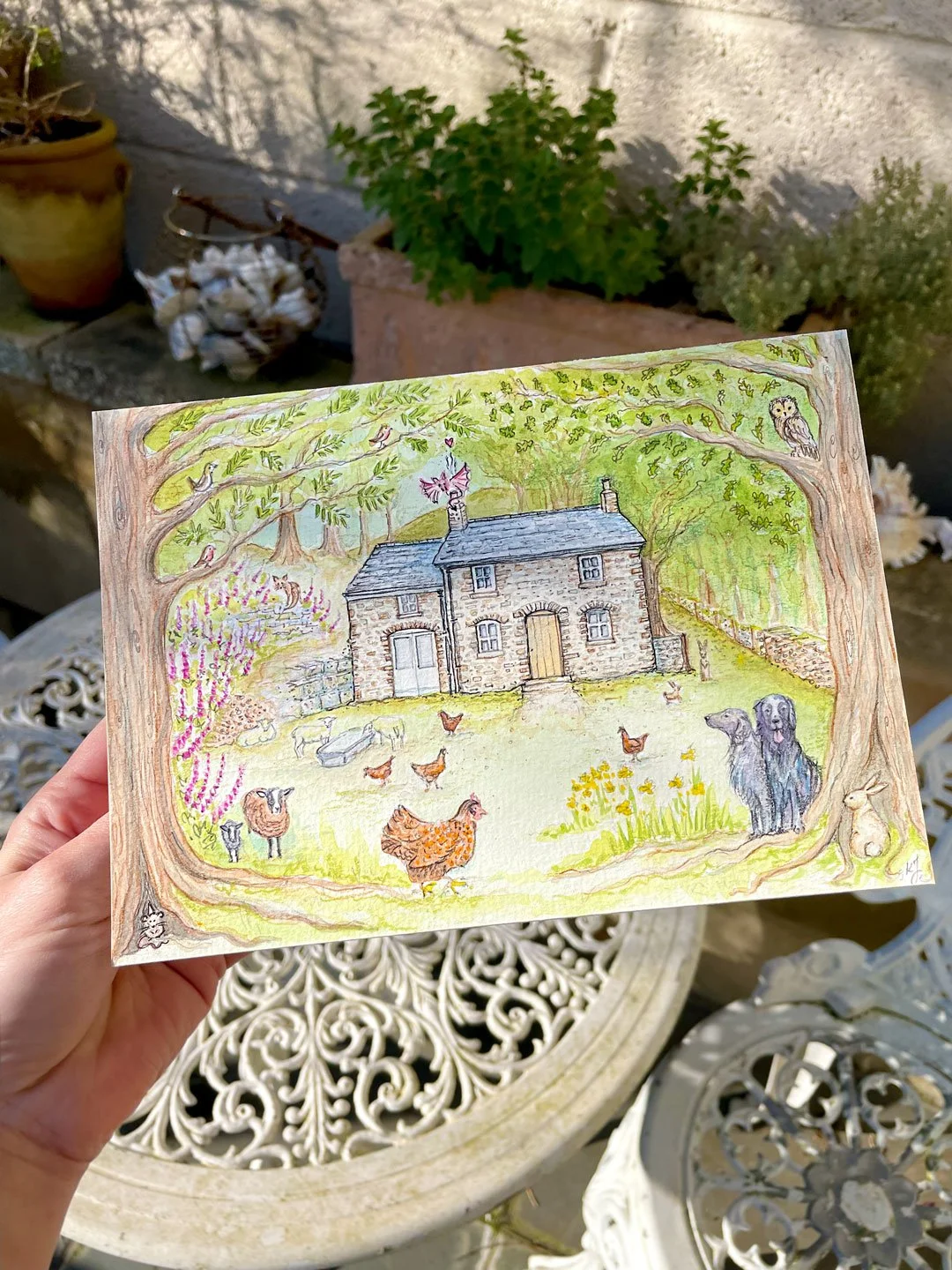 Welsh cottage birthday card commission