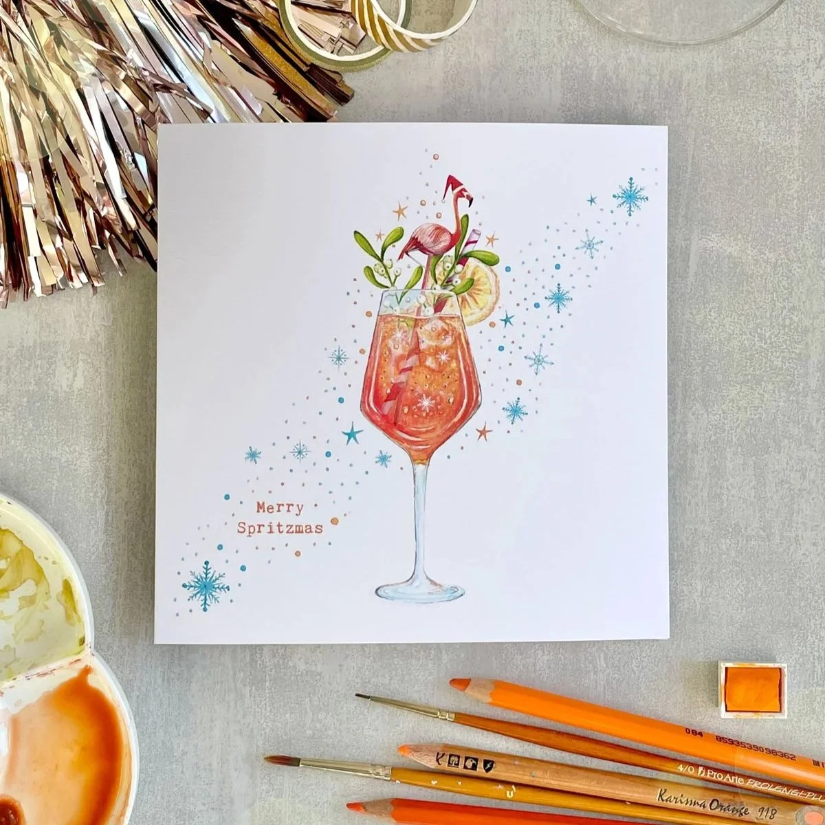 merry spritzmas unique aperol spritz christmas card uk