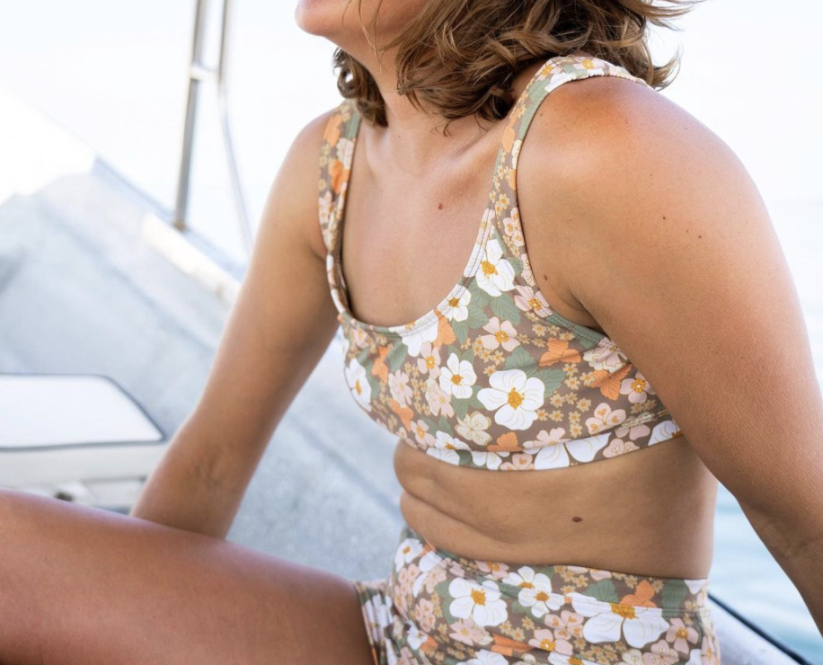 Floral swimwear for women showcasing custom design for textiles