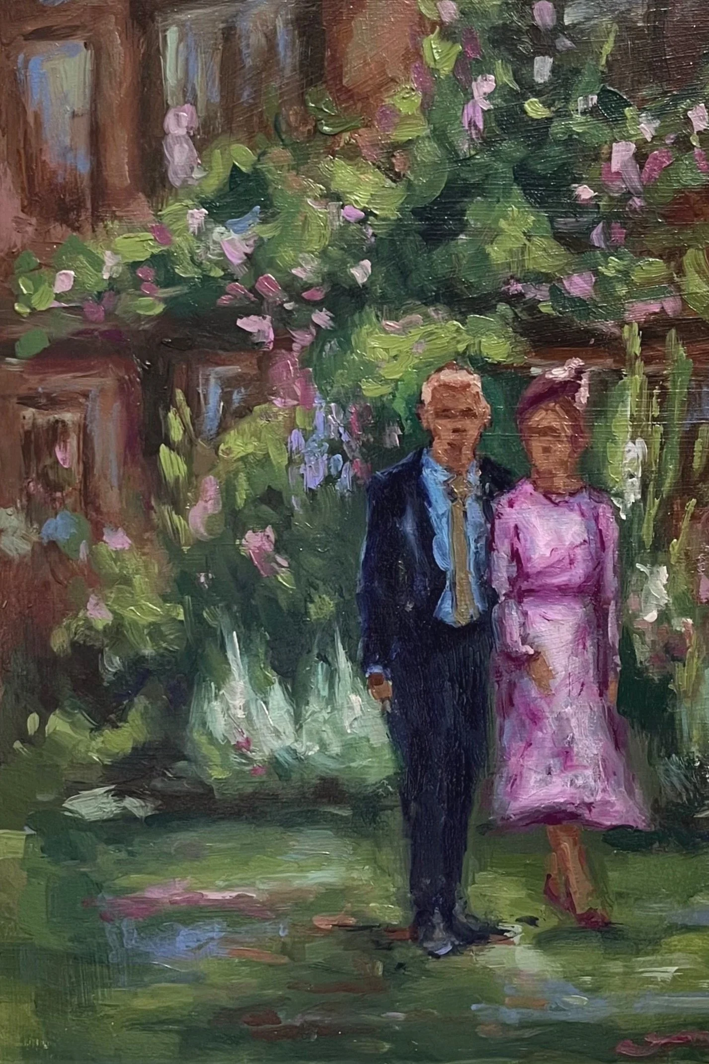 Parents In Our Garden. Oil On Canvas. 22x30cm. 2024.