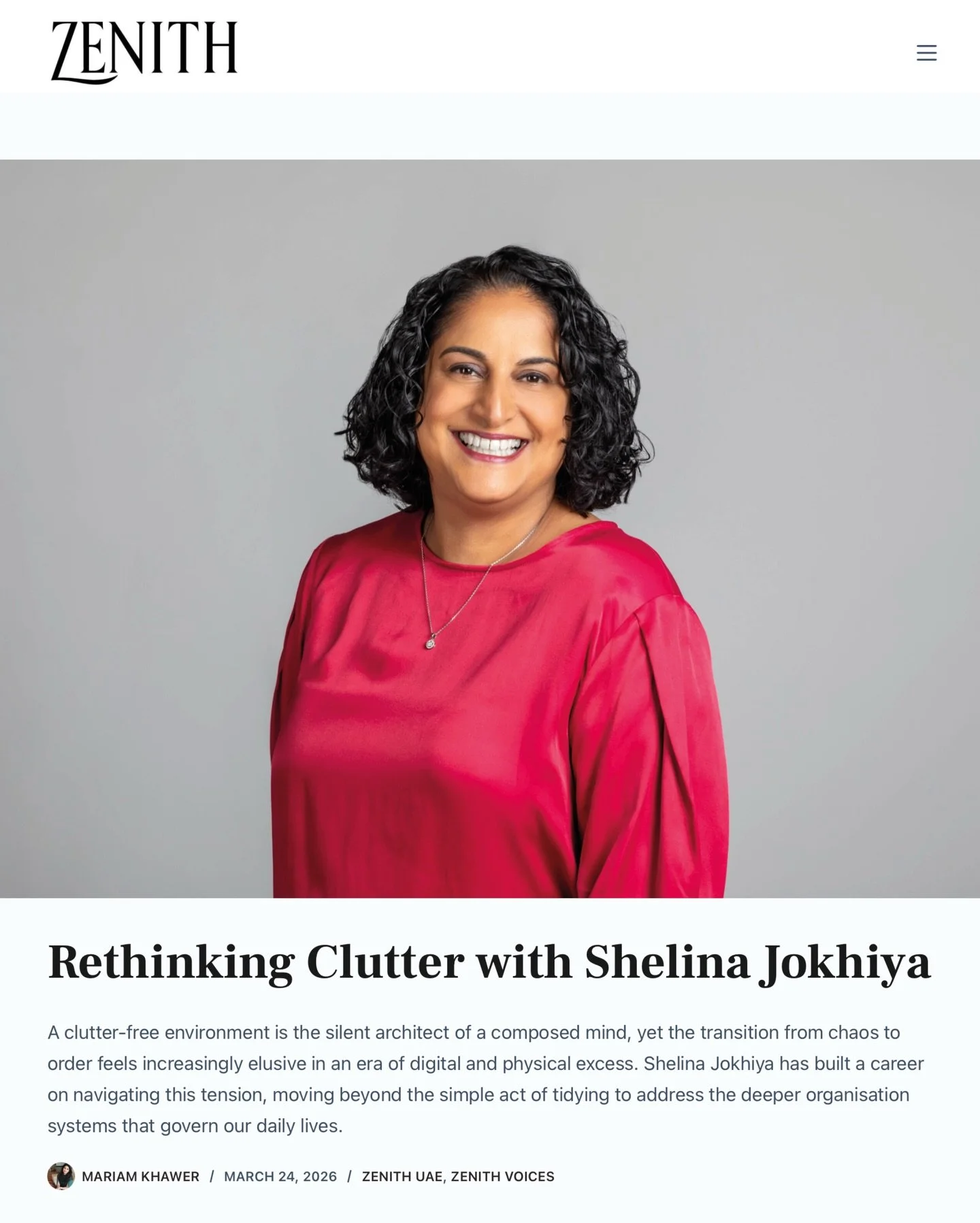 Zenith Magazine - Rethinking Clutter with Sheina Jokhiya