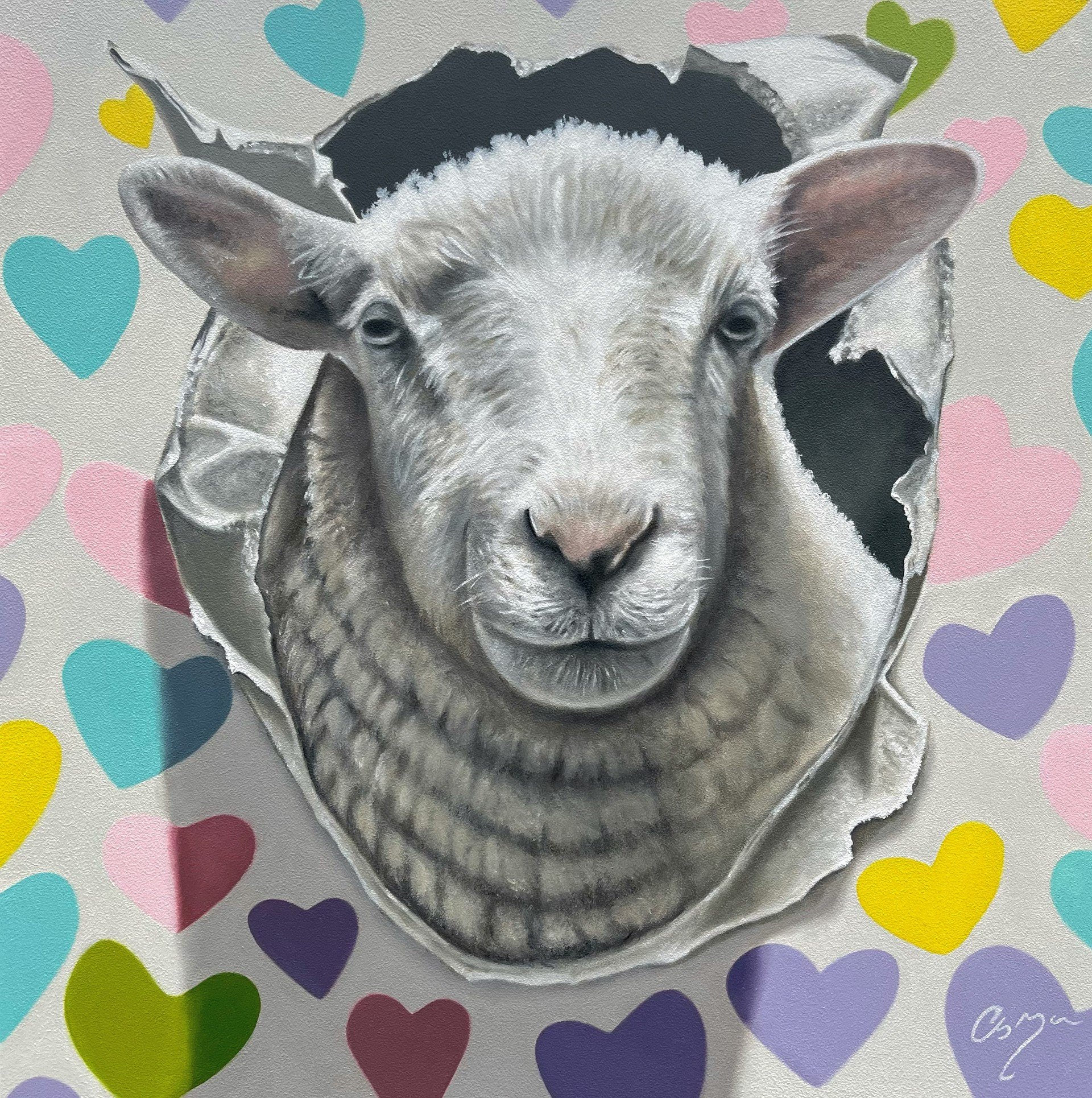 Title :- Love EWE 
Size  - 24" x 24" (unframed size) 
Oil on wood panel 
Price - £1,200

: - Contact for more info 