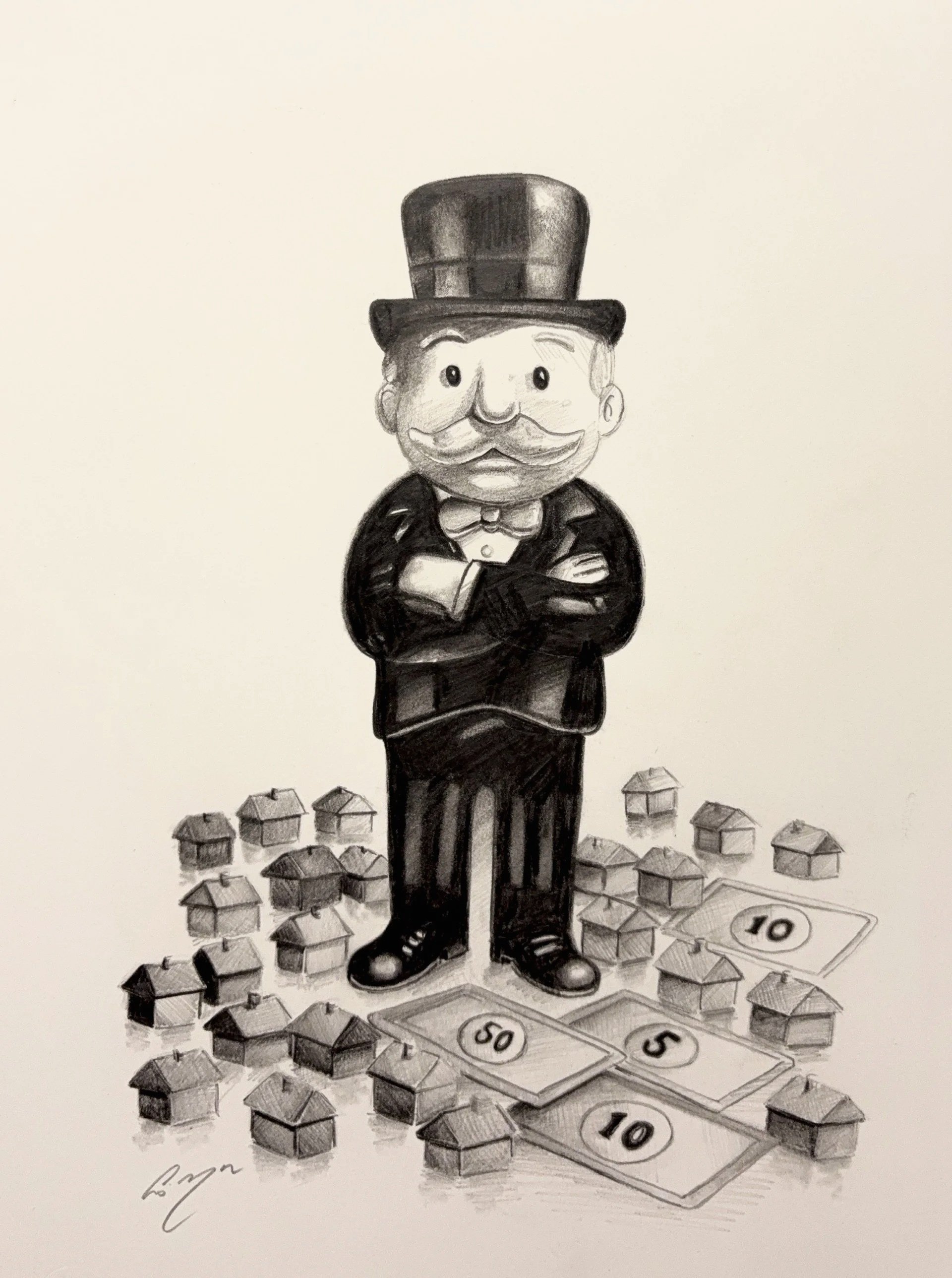 Original study sketch for "Property Mogul"
Pencil on A3 archival paper 
SOLD