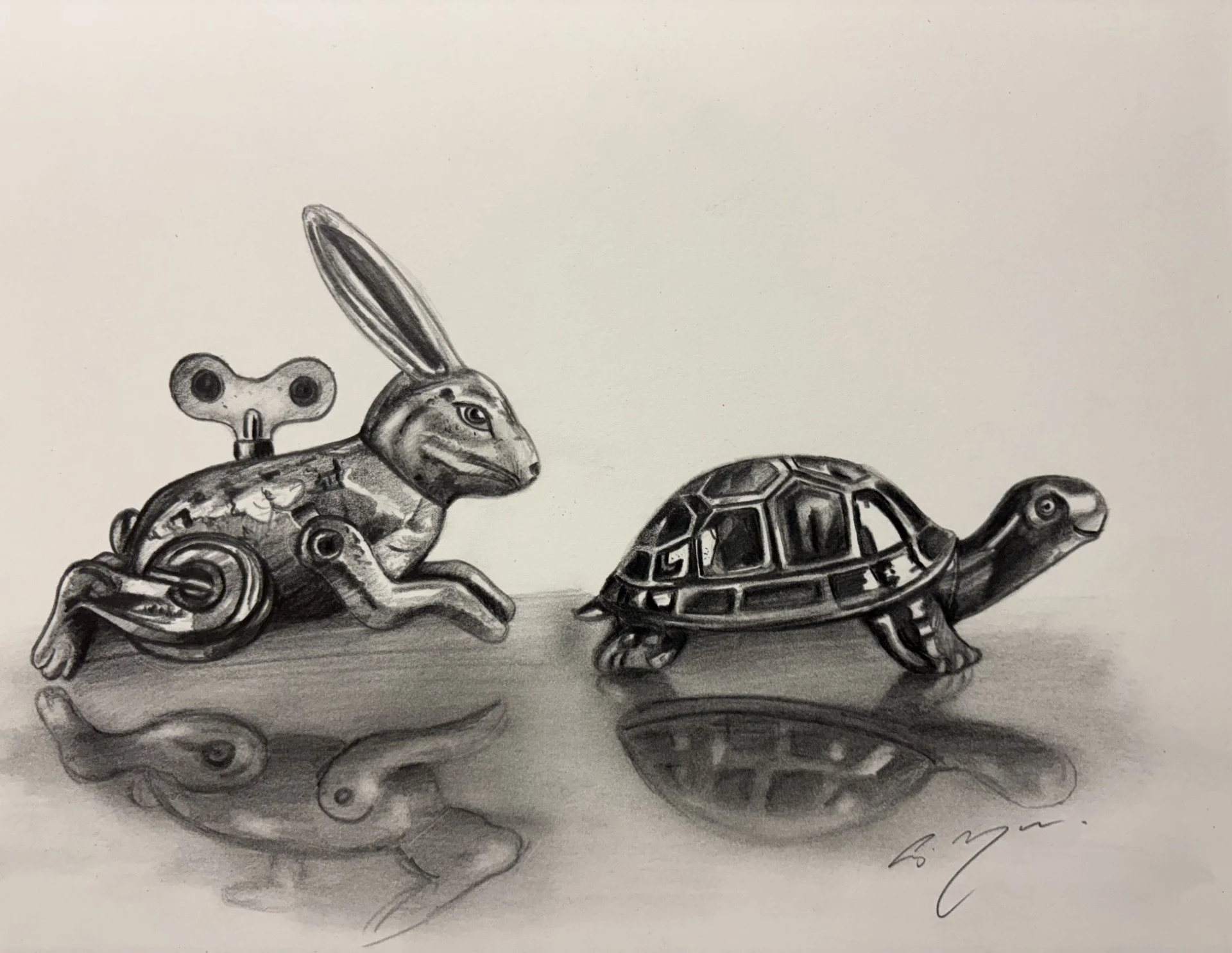 Original study sketch for "Tortoise & the Hare"
Pencil on A3 archival paper 
£150 (unframed) :- Contact for more info