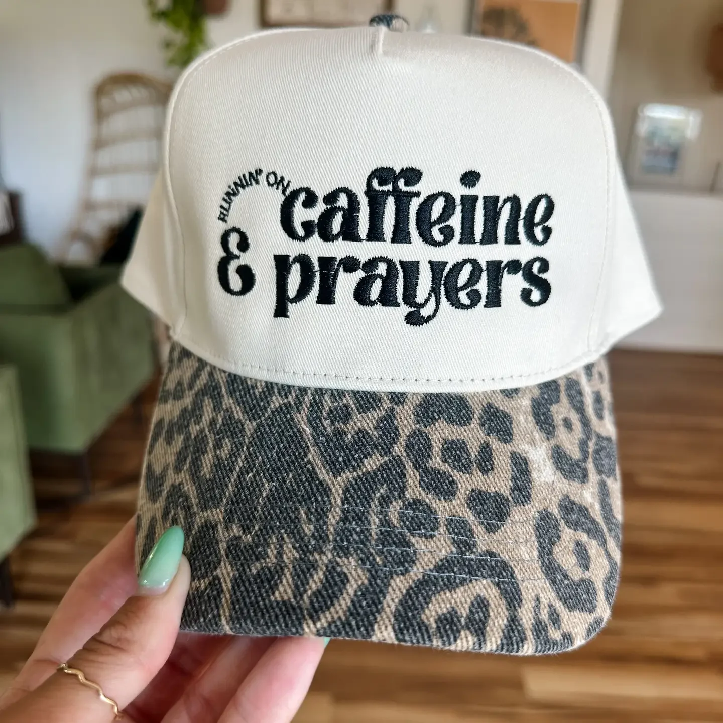 Runnin' On Caffeine and Prayers Embroidered Hat