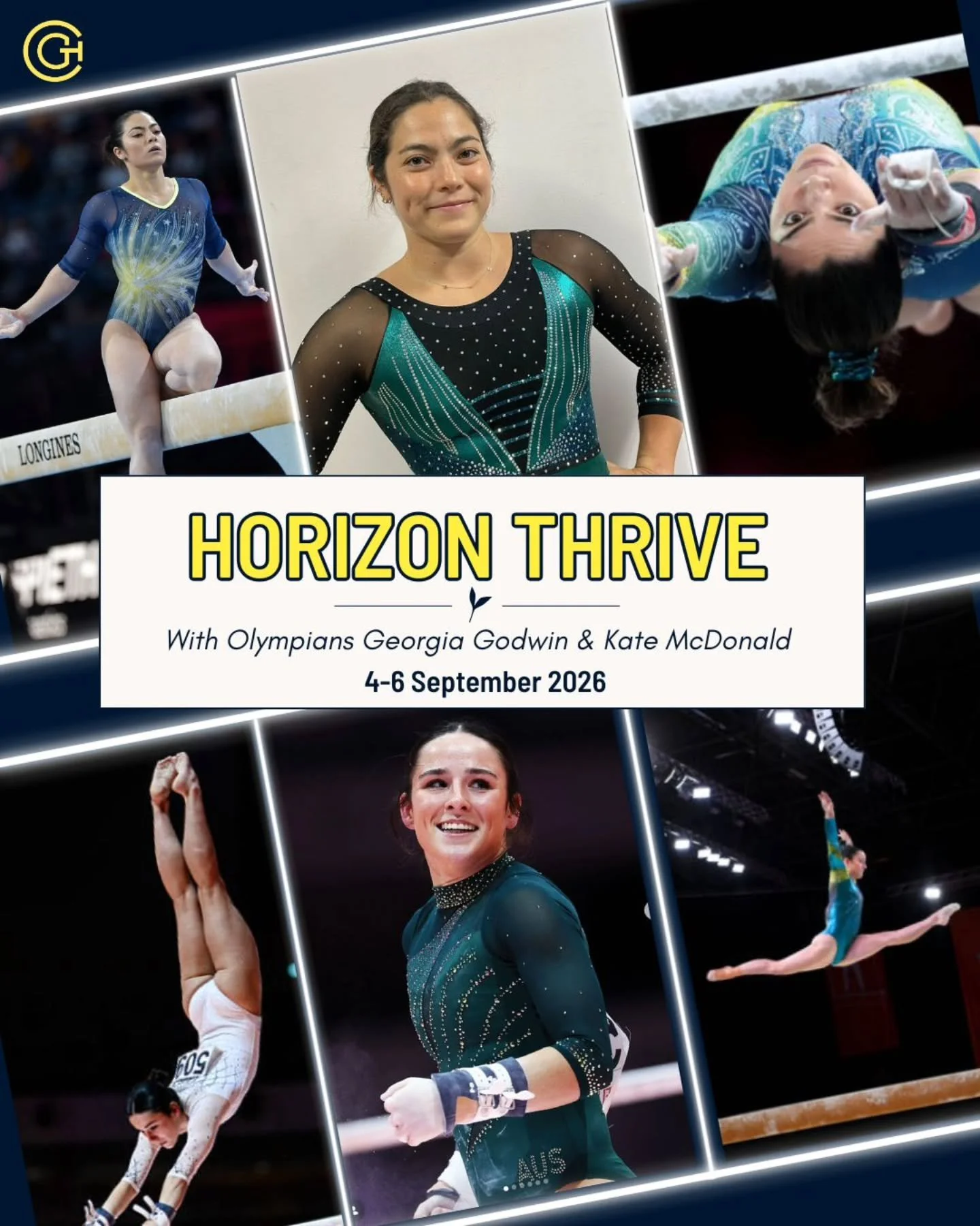 In case you missed it!

Georgia Godwin and Kate McDonald are heading west for Horizon Thrive this September and we are super excited...you know that first kip, first giant, first salto vault kind of excited!

2x Olympic legends
4hrs of training
2x we