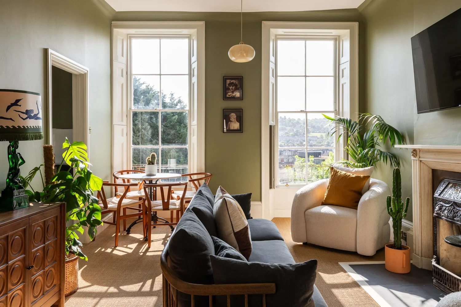 Georgian living room in a Bath short let managed by Moa & Kin