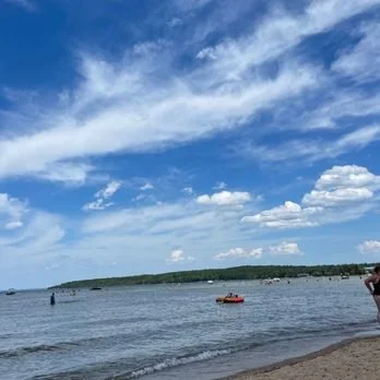 Boat & Beach at Burt Lake, Indian River, MI