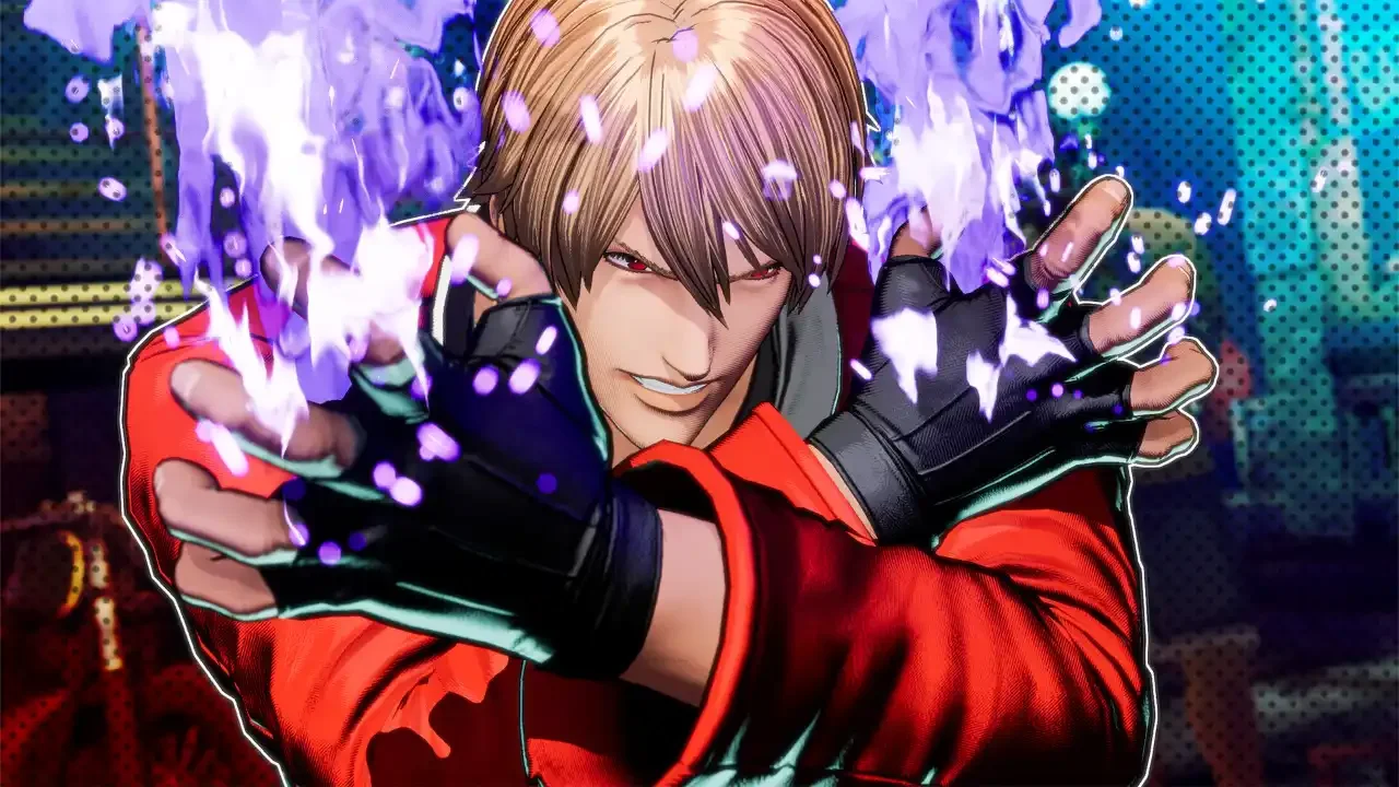 Rock Howard performing a special move with intense purple energy surrounding his hands in Fatal Fury: City of the Wolves.