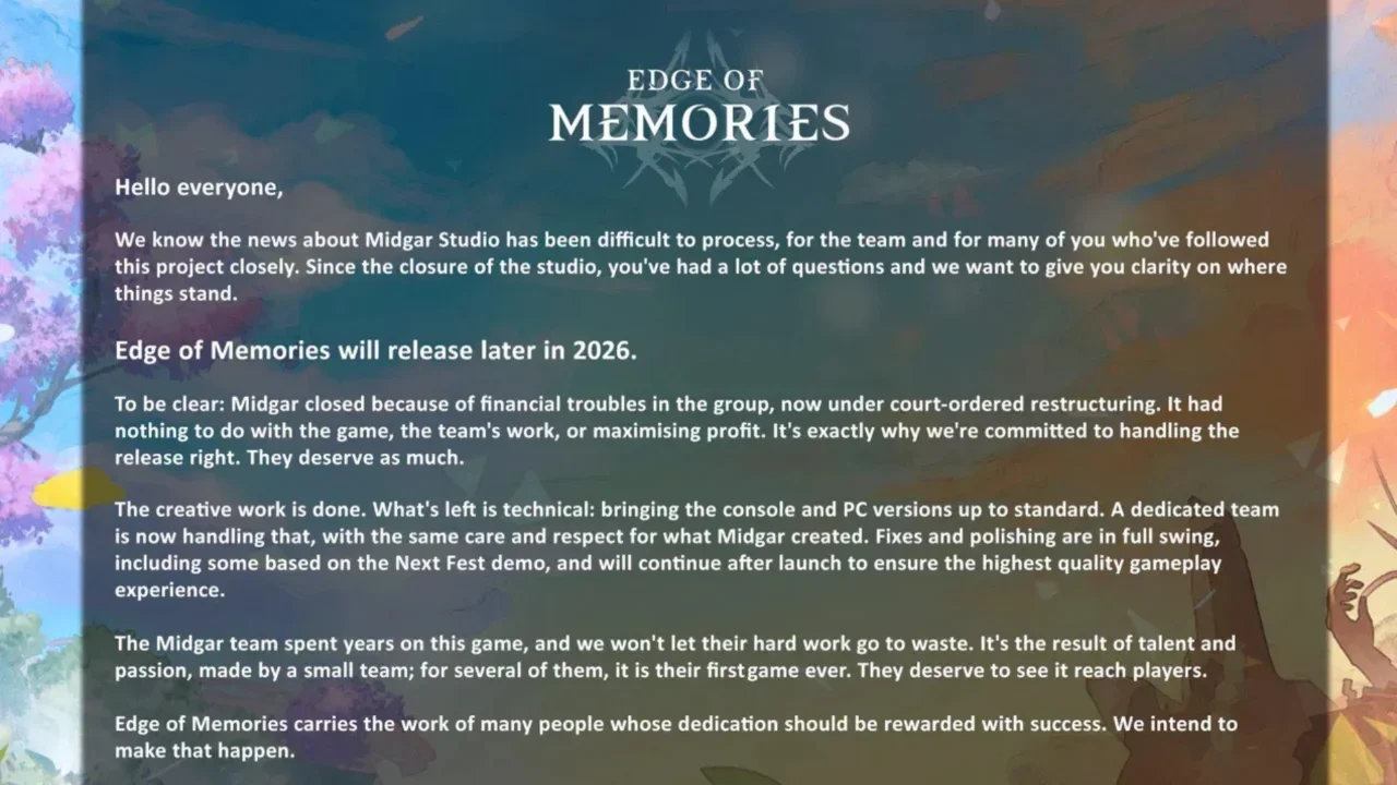 Edge of Memories Is Still Coming Out, Even Though the Studio That Made It Doesn't Exist Anymore