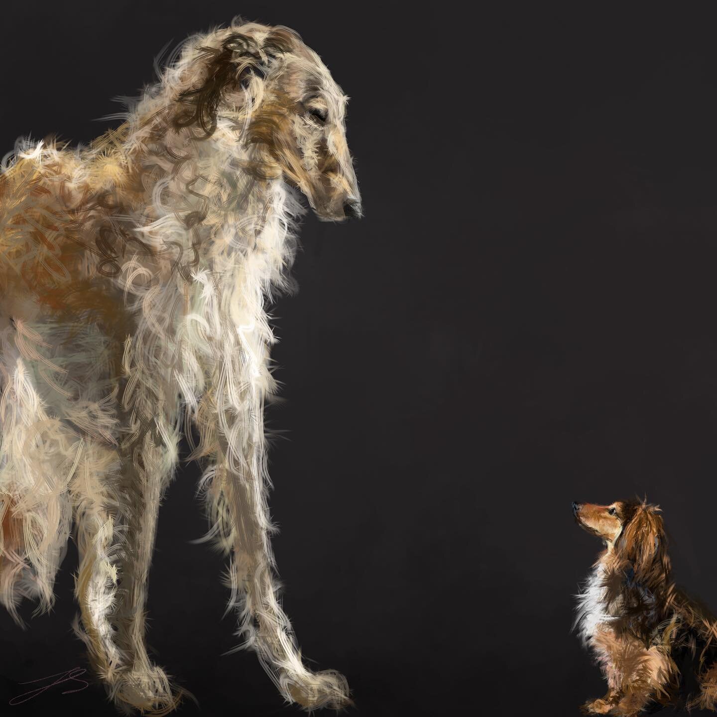 Day 30 of @dogsinaugust is the dachshund
And day 31 is the borzoi

I did it! 
It&rsquo;s definitely no longer august&hellip;but it&rsquo;s been great to be able to persevere, finish them all, and it helps that I really like this one. 

#artyismymiddl
