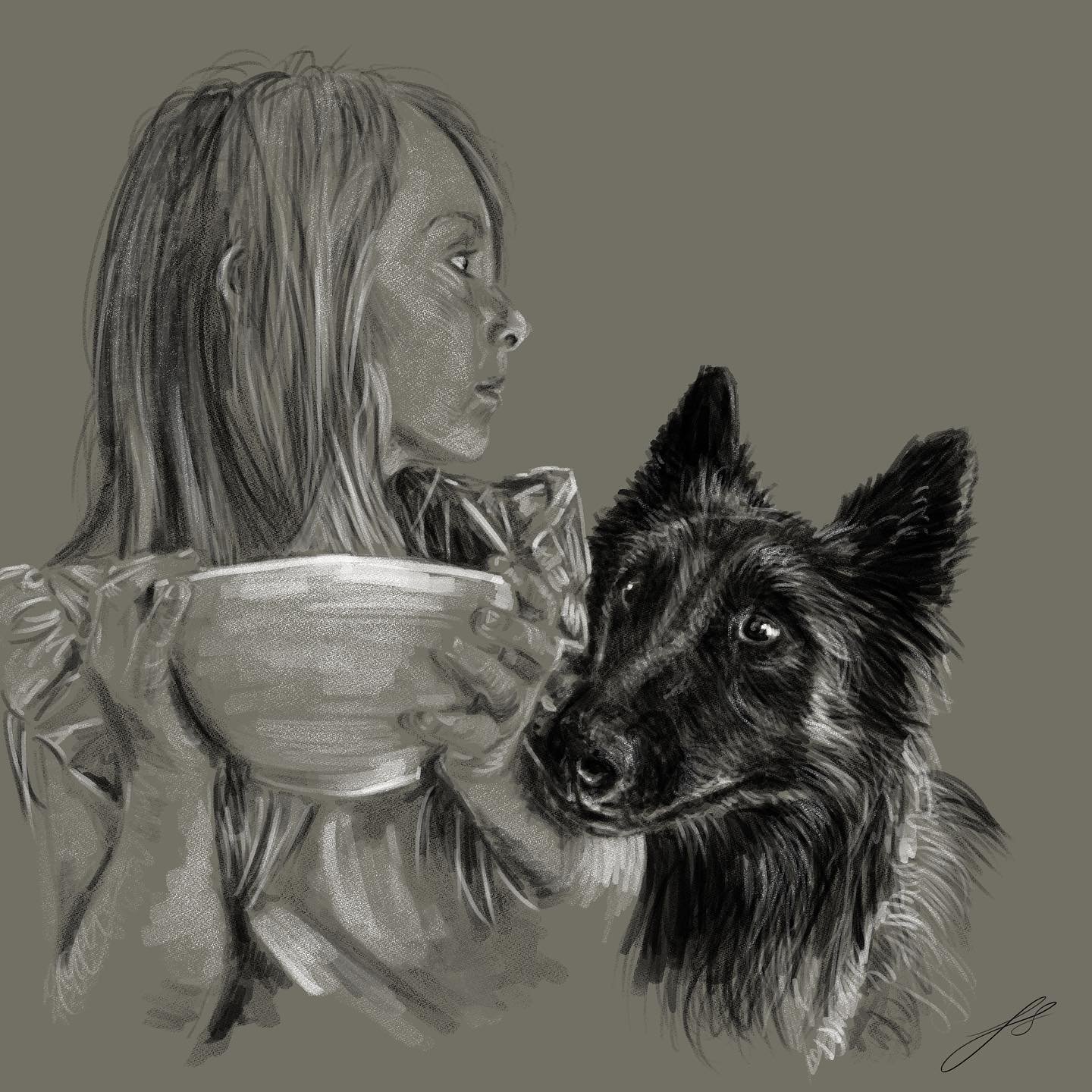 Day 8 of @dogsinaugust is the Belgian tervurens

Thank you to @bascodaily for being so kind as to letting me use their photos for references for this gorgeous breed. I couldn&rsquo;t resist capturing this interaction. 

As a spaniel owner, I&rsquo;m 