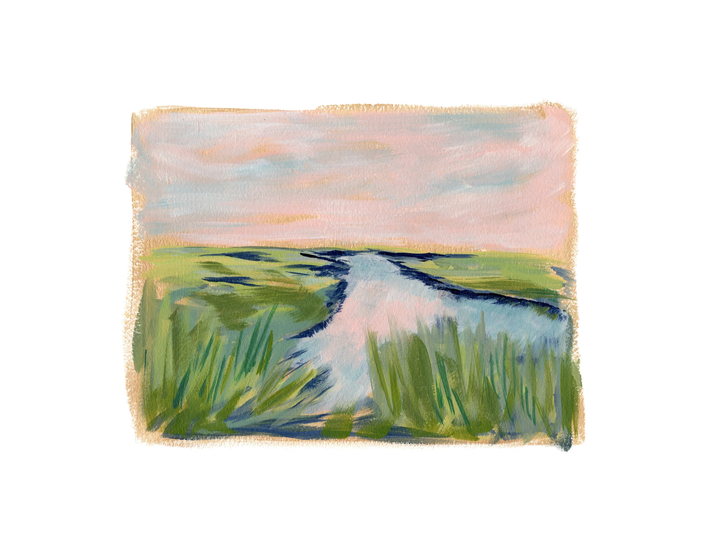 blush pink marsh painting — Candace Carroll Art Floral and Landscape