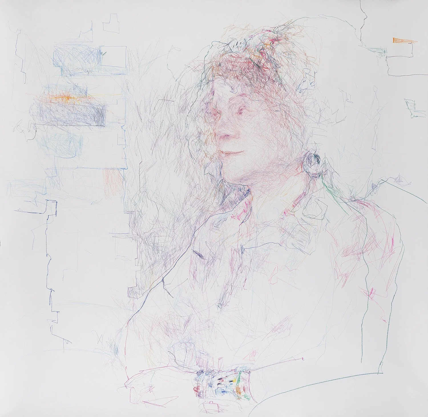Bernadine Evaristo, coloured pencil on paper, 120 cm x 120 cm, 2020