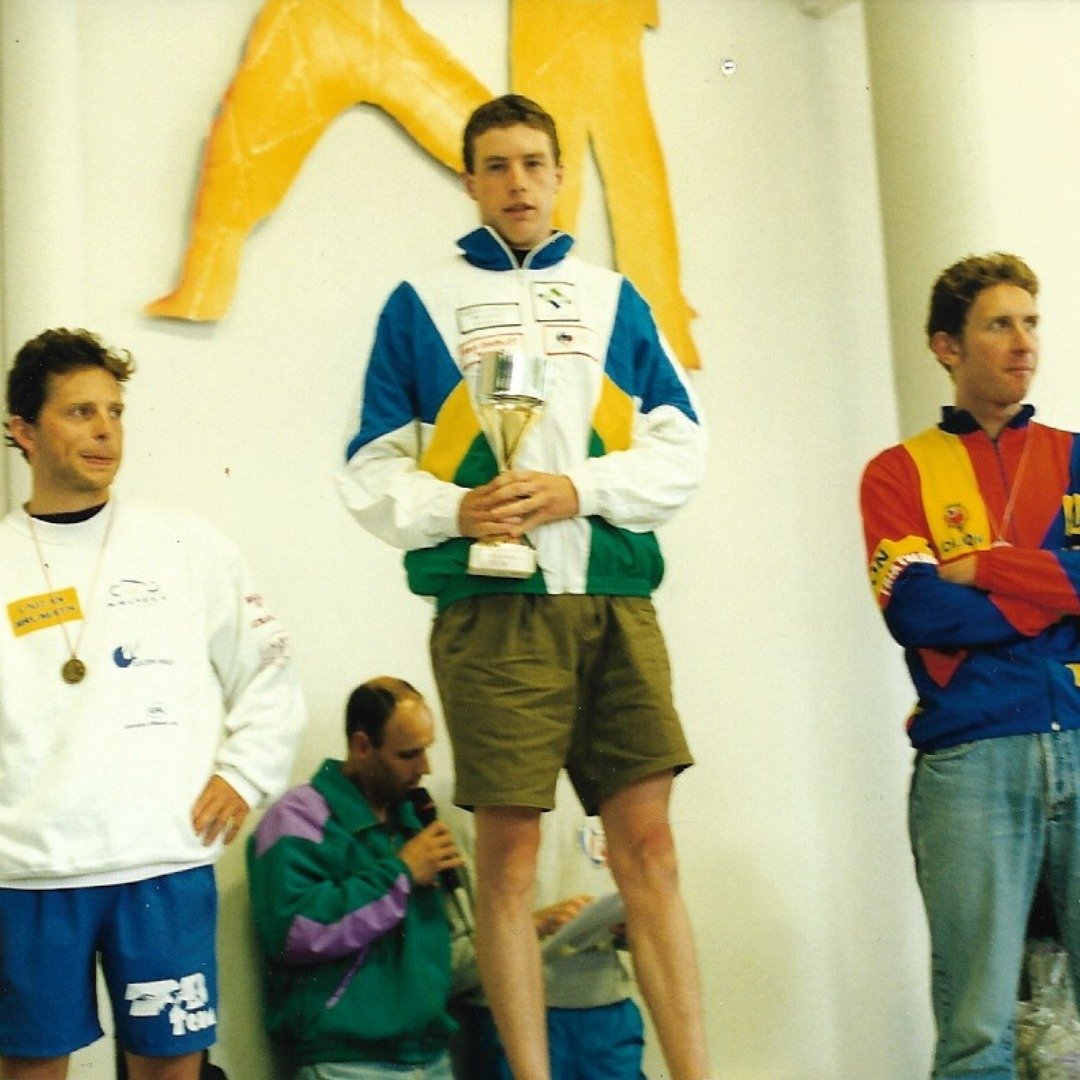 May 1996 Podium-Vibes. 

Over-sized cheque? Beer shower? Can't remember.

The French adventure begins.