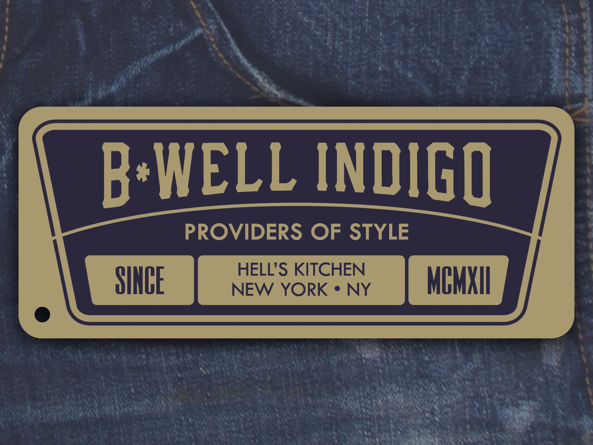 Hangtag Packaging Design for Denim Sportswear Client B Well Indigo, New York, NY