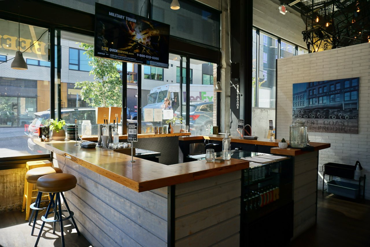  lower level bar with takeout window will become a small stage at Grand Fir Brewing 