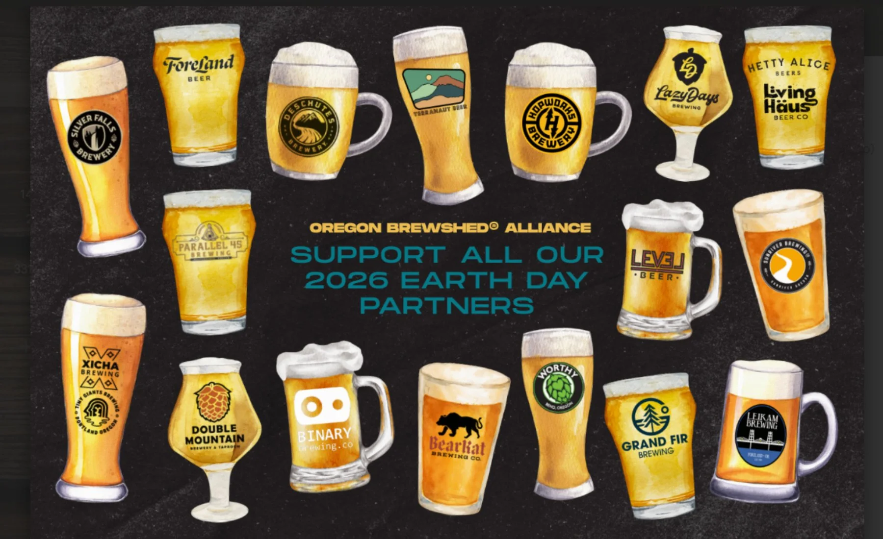Oregon Brewshed Alliance 2026 Earth Day Collaborations with 17 local breweries