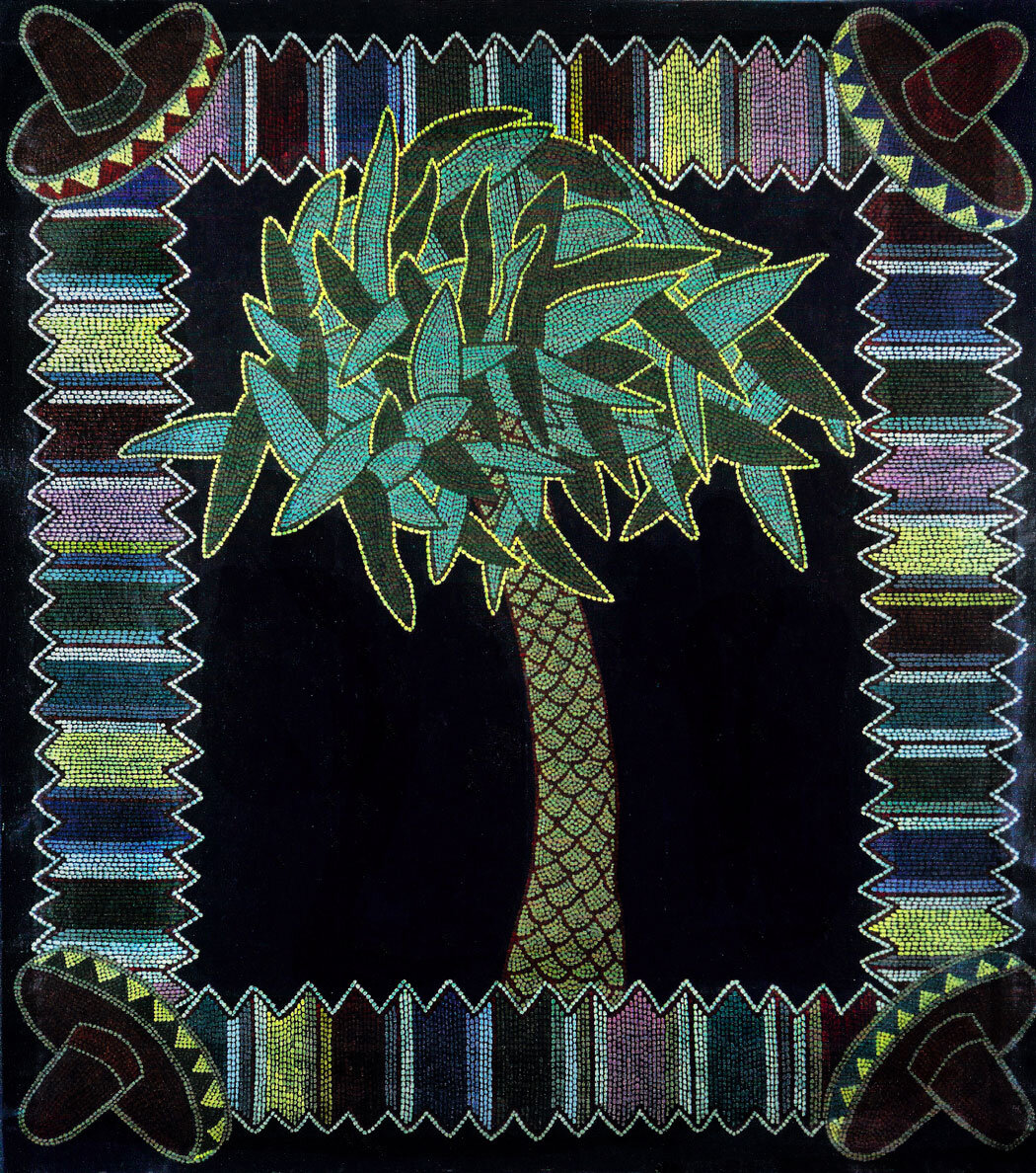   Cactus Palm , 1972, acrylic on rubberized canvas, 74 x 66 inches.  Whitney Biennial 1973  