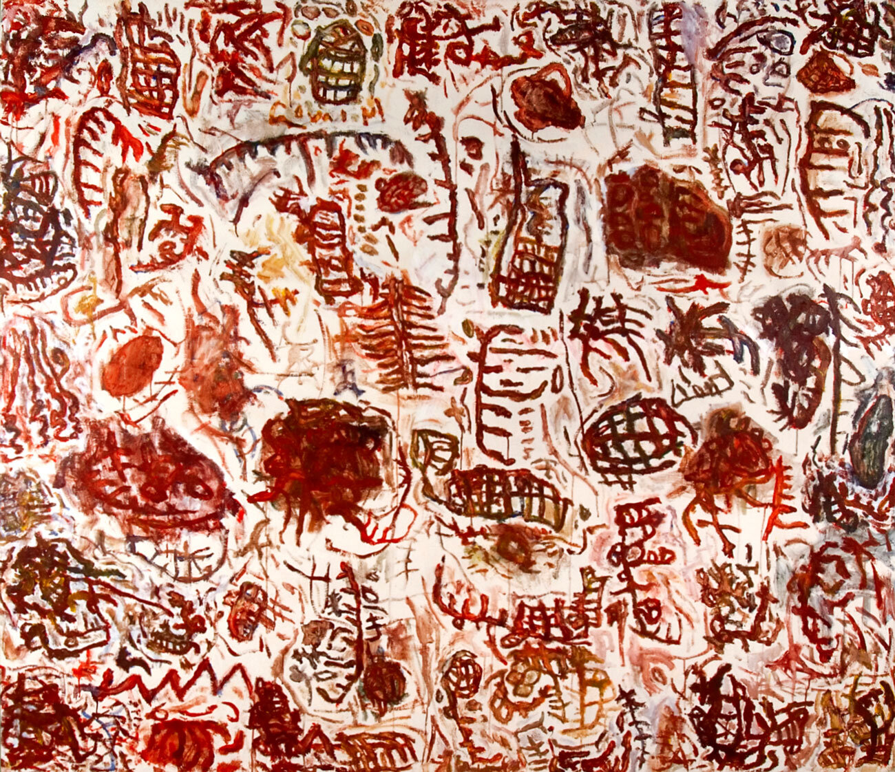   Inside the Body , 1985, acrylic, cast gesso and gauze on canvas, 6 x 7 feet 