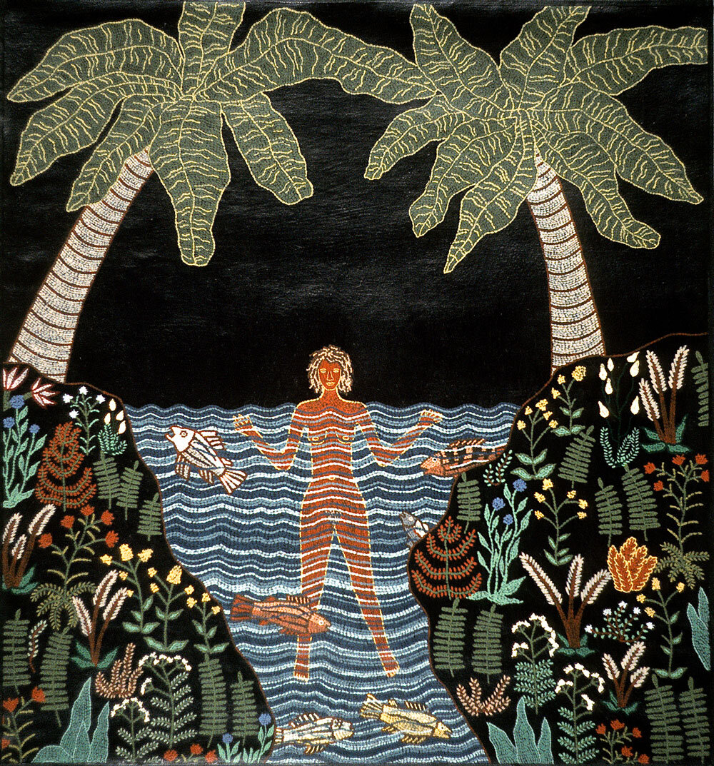   Woman in Water,  1974, acrylic on rubberized canvas, 36 x 34 inches. Whitney solo show 1974.  Private collection, Sacramento.  