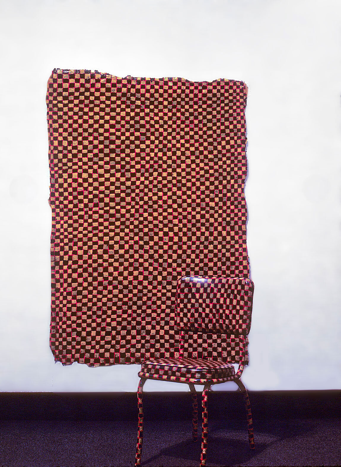   Matching Pieces , 1978, latex enamel, cheesecloth, gesso, and kitchen chair 65 x 43 inches 