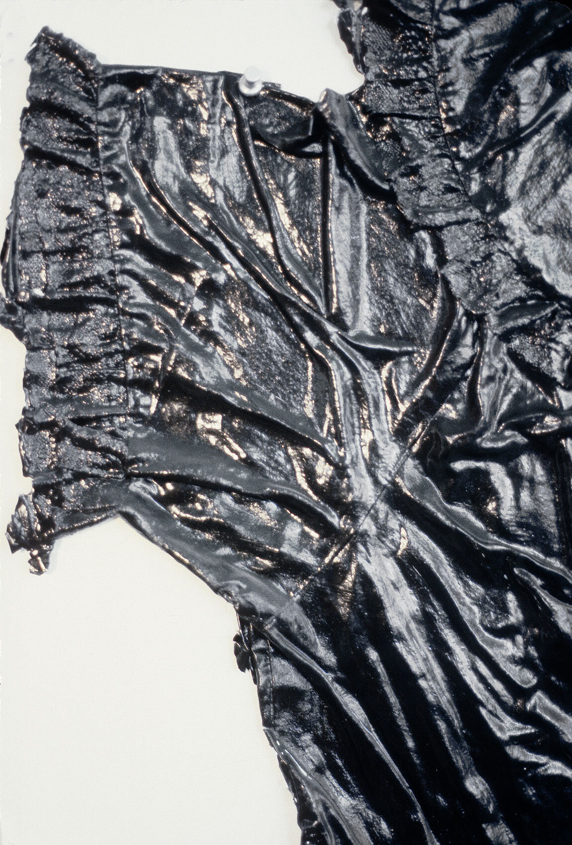   Black Dress Tryptych No. 2  (detail), 1978, acrylic latex enamel, 40’s cotton dress 